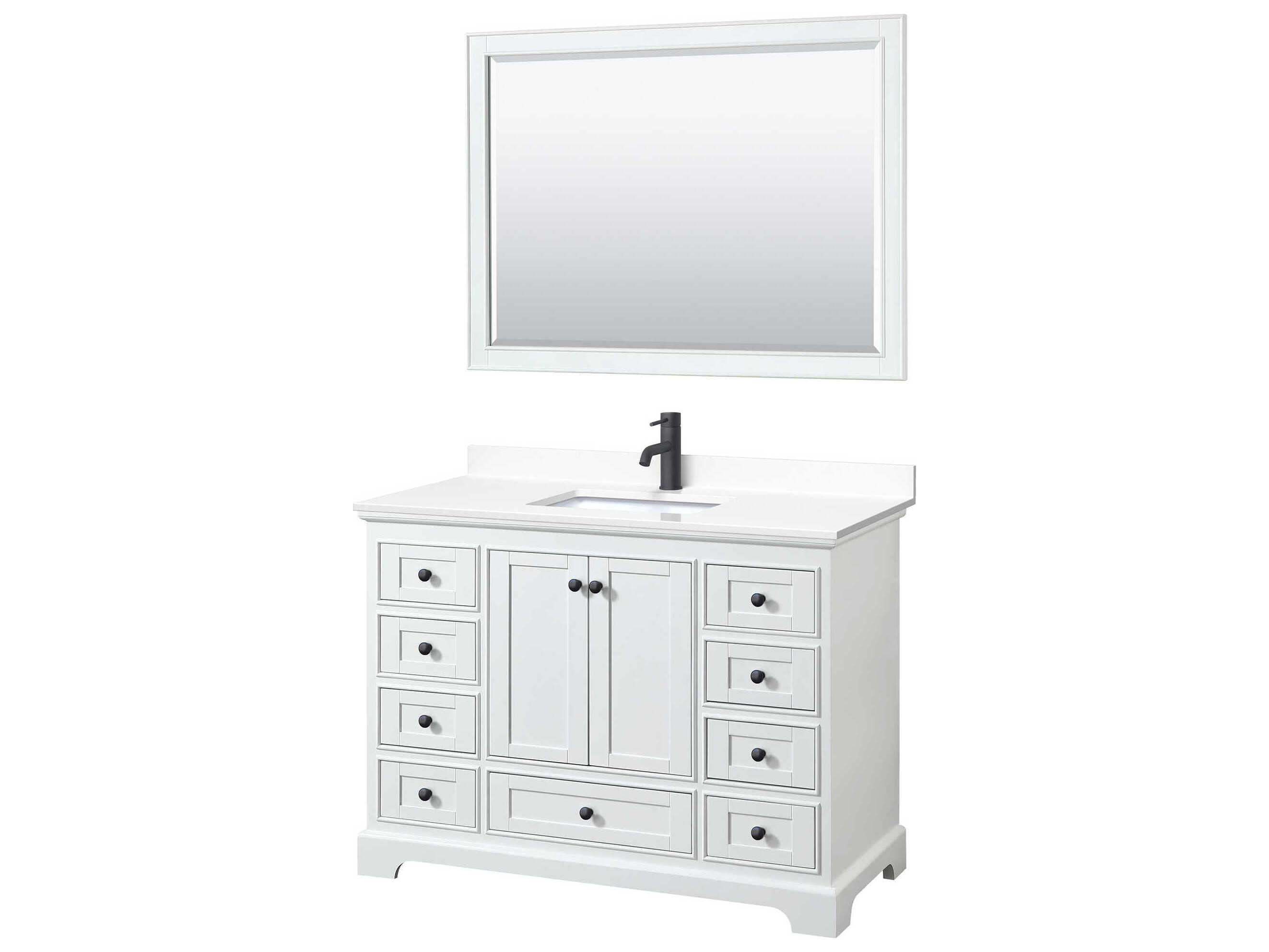 Wyndham Collection Deborah 48" White Vanity with 46" Mirror