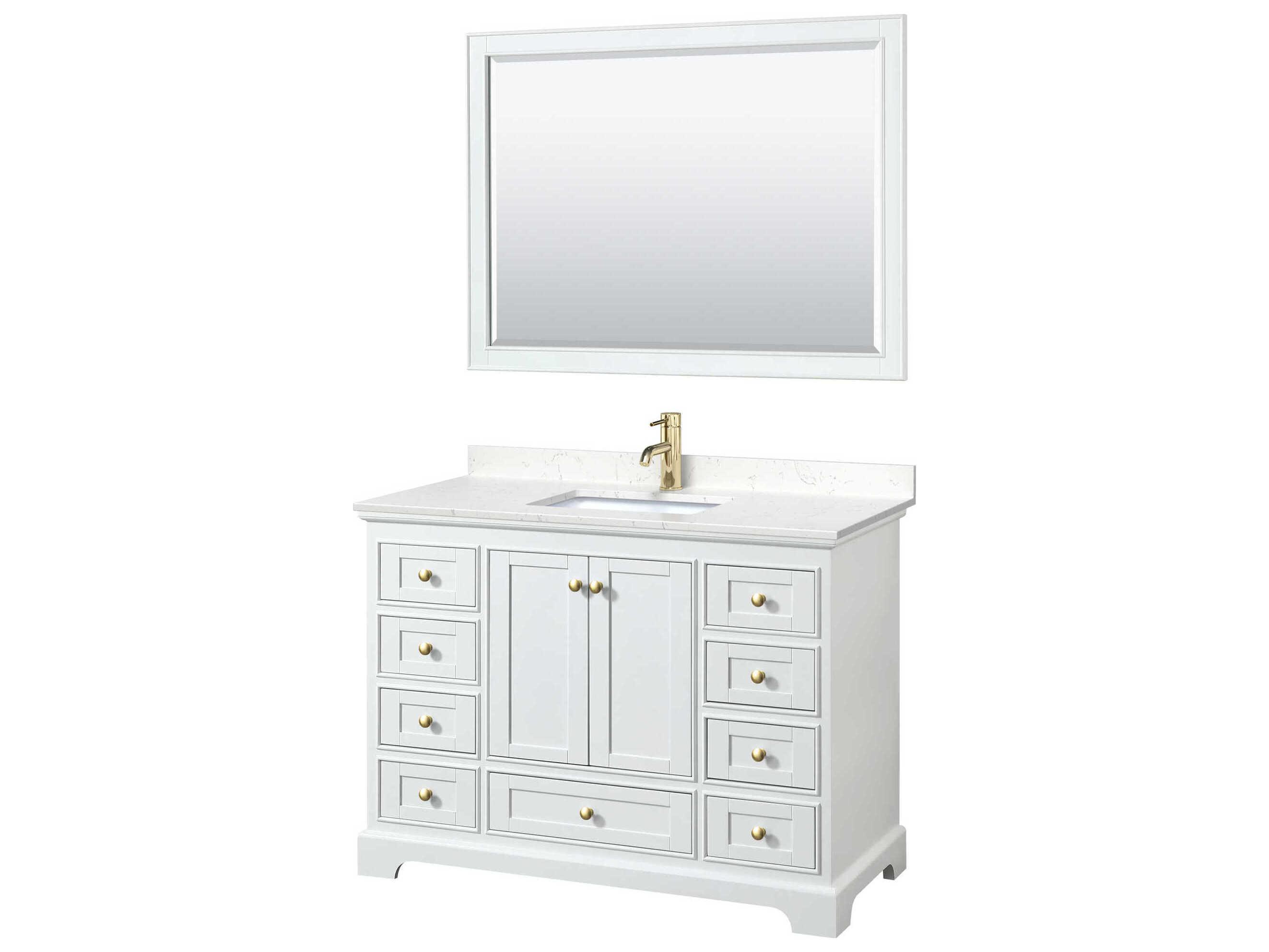 Wyndham Collection Deborah 48" White Vanity with 46" Mirror