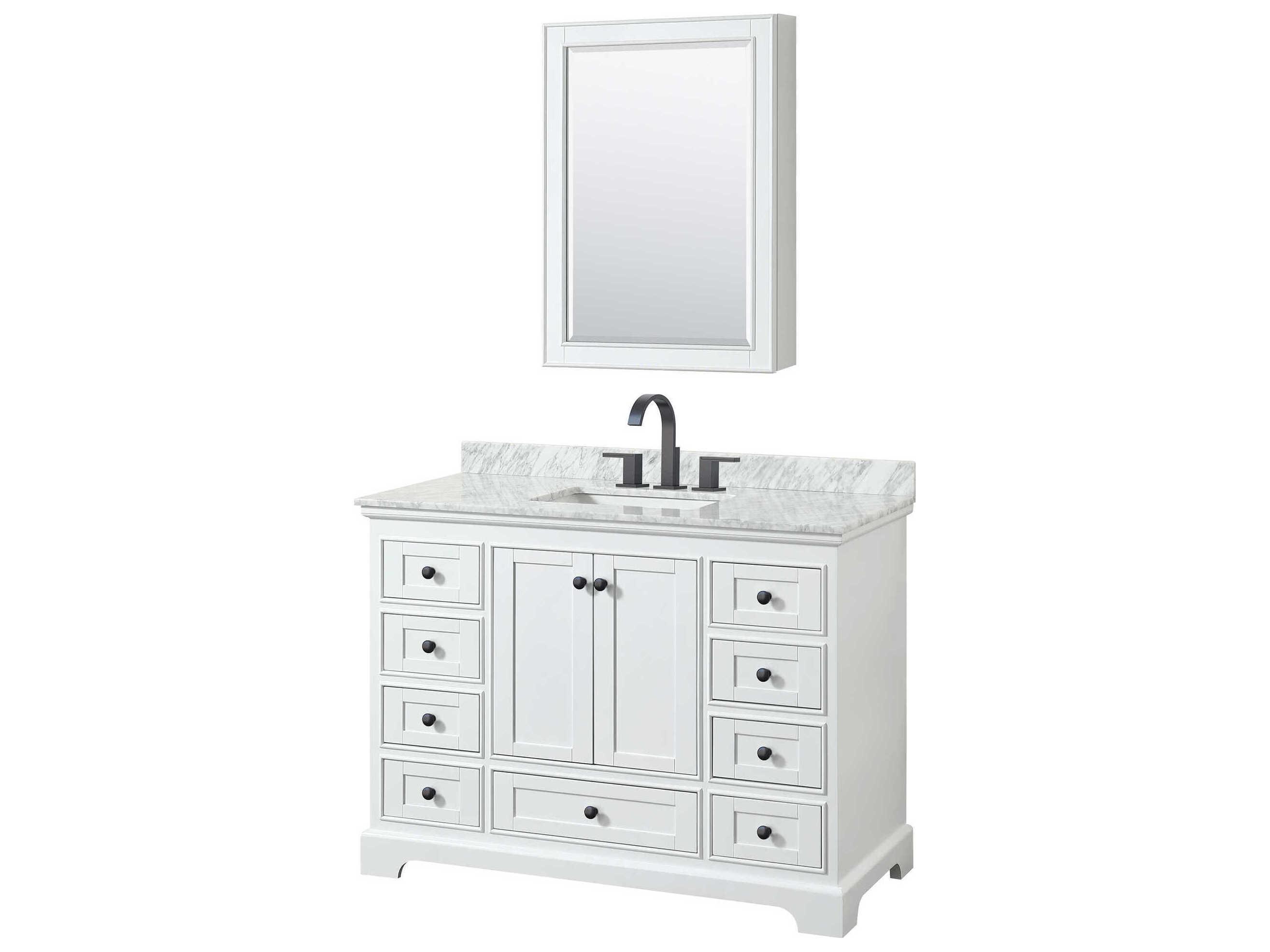 Wyndham Collection Deborah 48" White Vanity with Medicine Cabinet