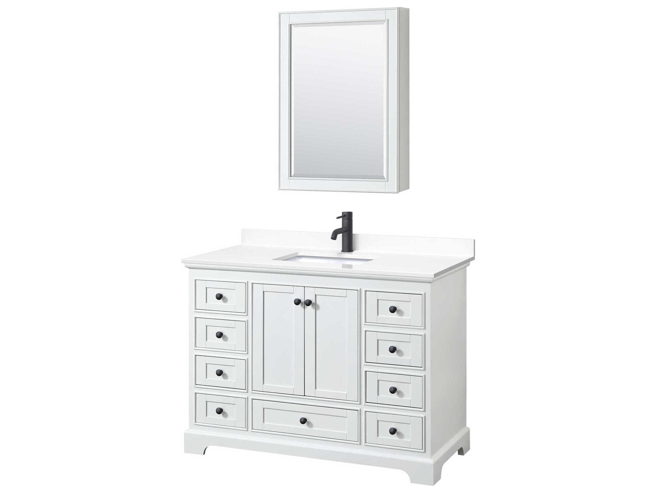 Wyndham Collection Deborah 48" White Vanity with Medicine Cabinet
