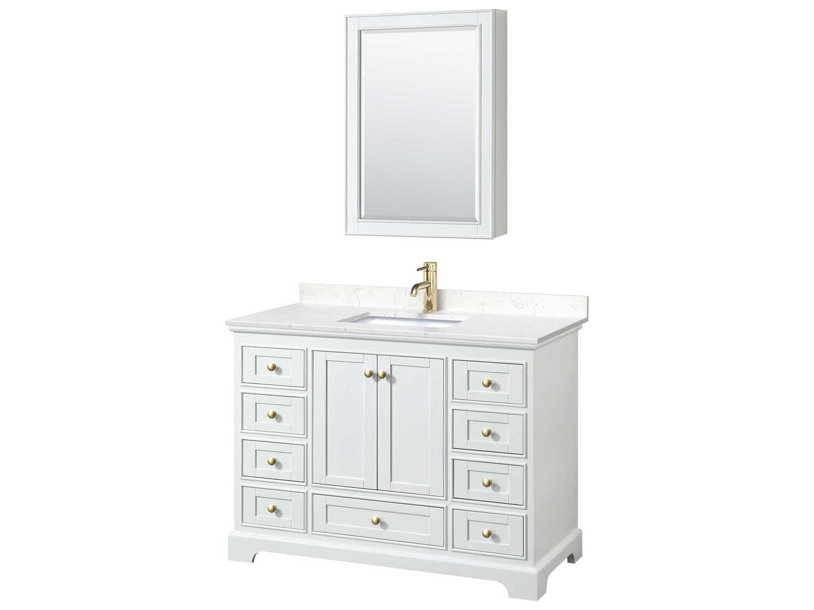 Wyndham Collection Deborah 48" White Vanity with Medicine Cabinet