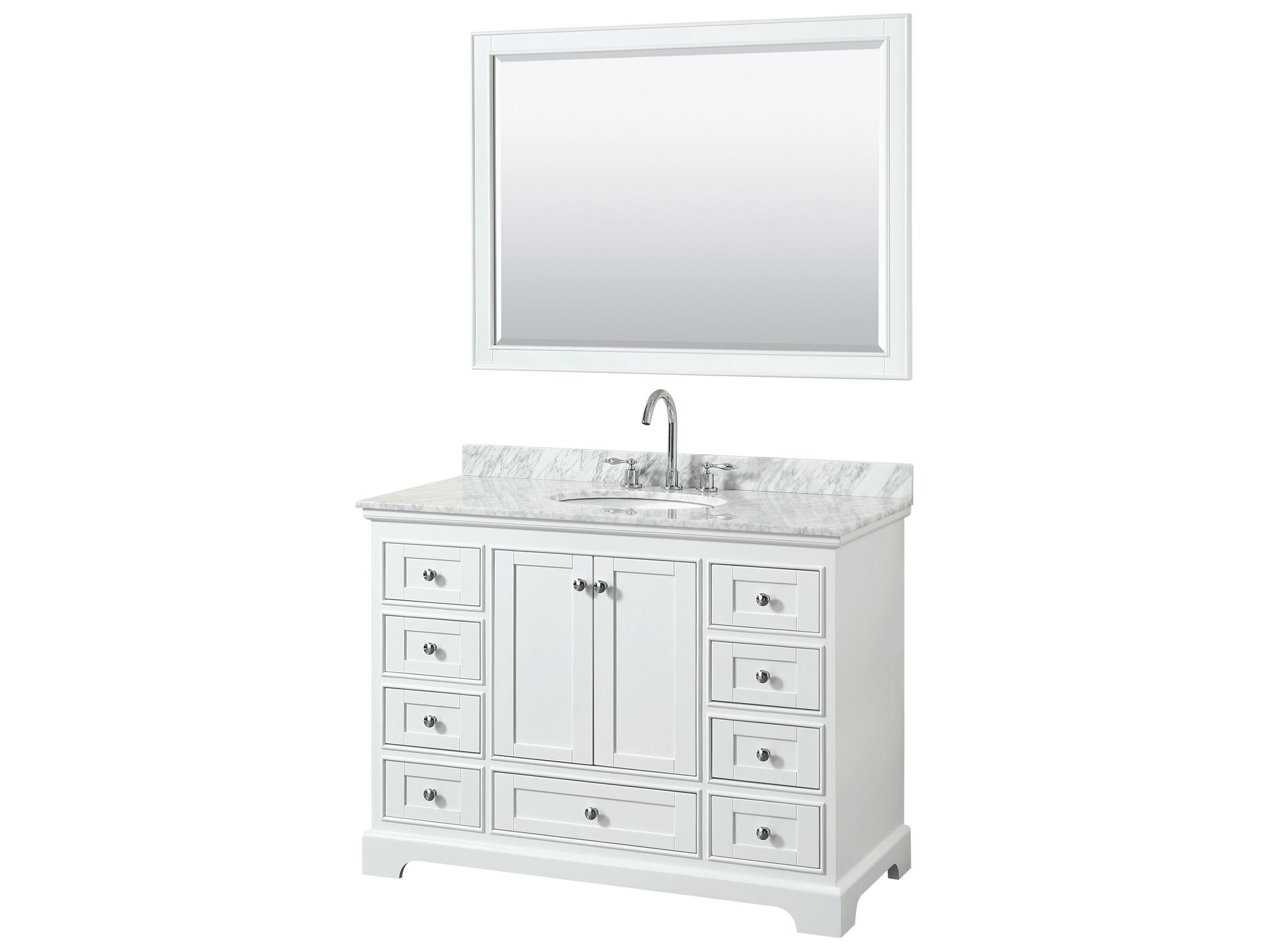 Wyndham Collection Deborah 48" White Vanity with 46" Mirror