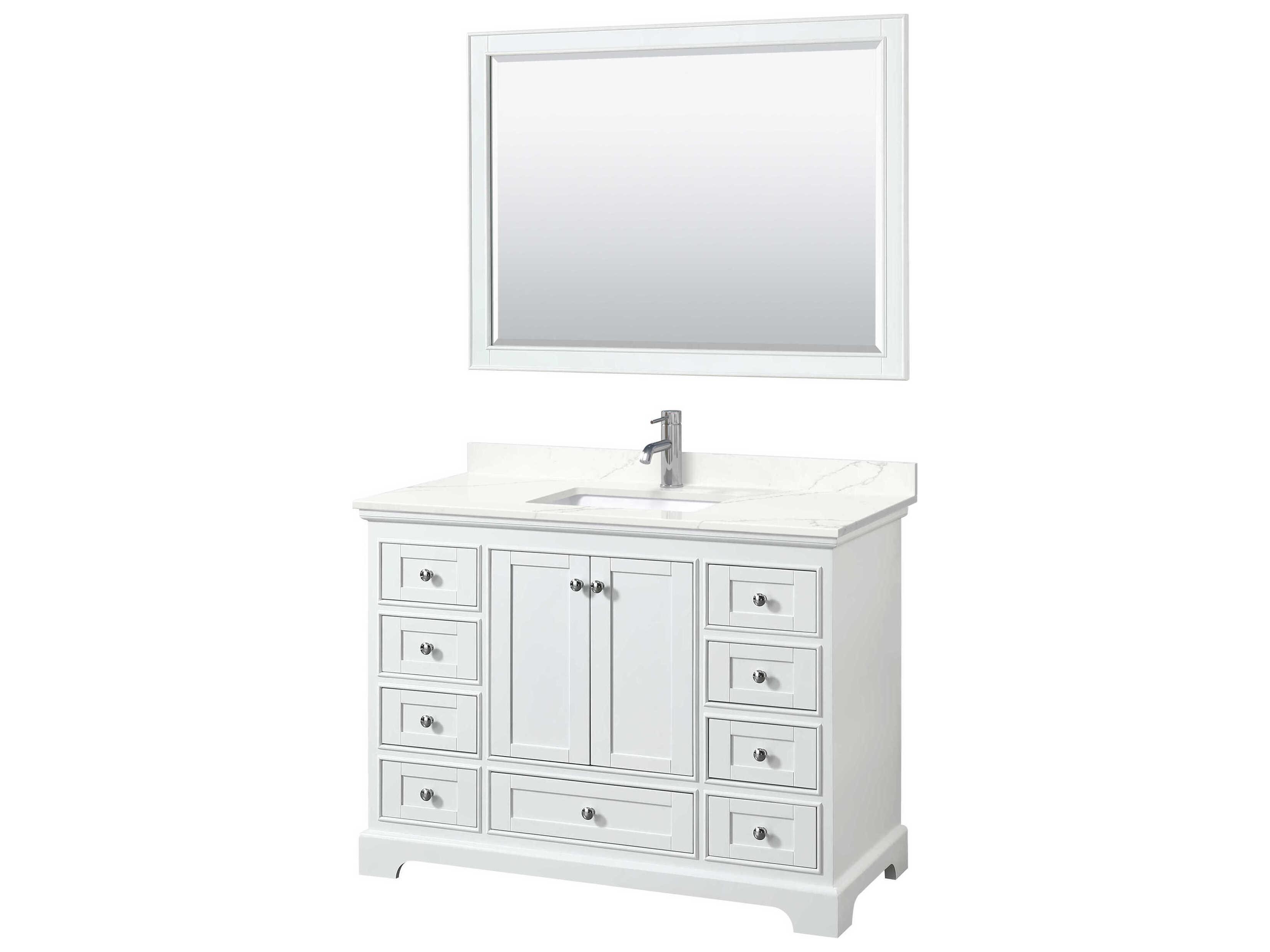 Wyndham Collection Deborah 48" White Vanity with 46" Mirror