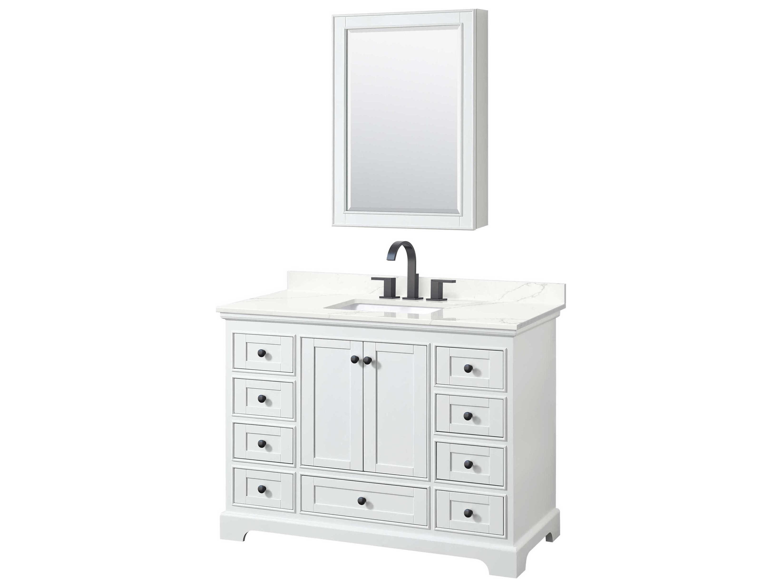 Wyndham Collection Deborah 48" White Vanity with Medicine Cabinet