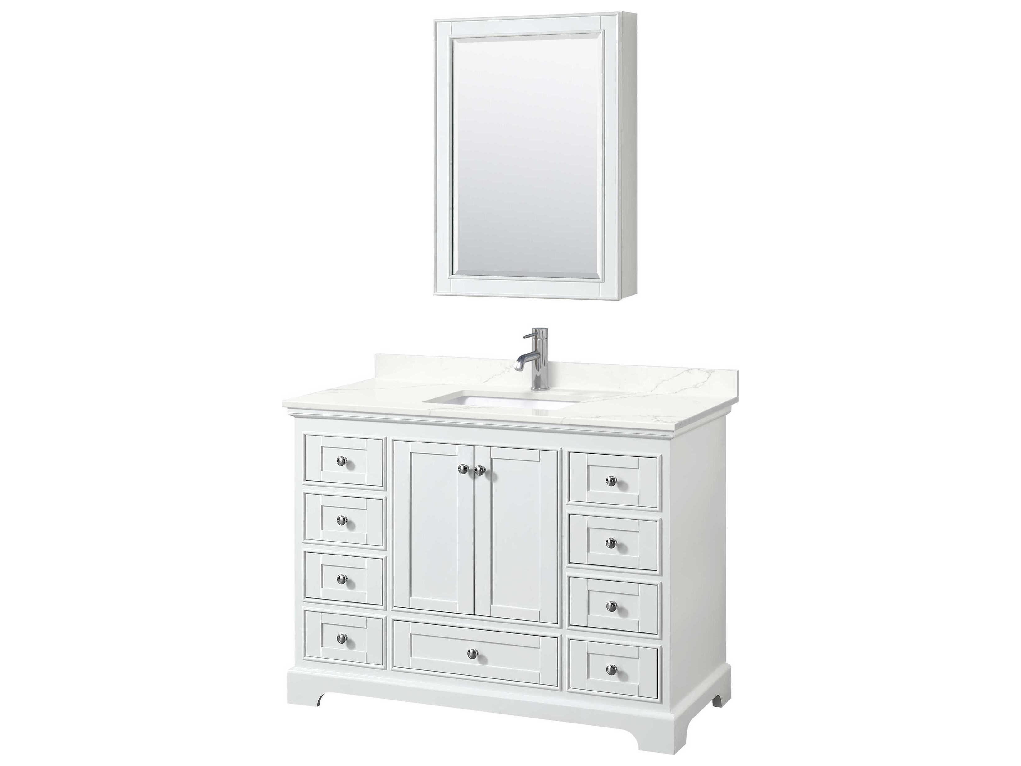 Wyndham Collection Deborah 48" White Vanity with Medicine Cabinet