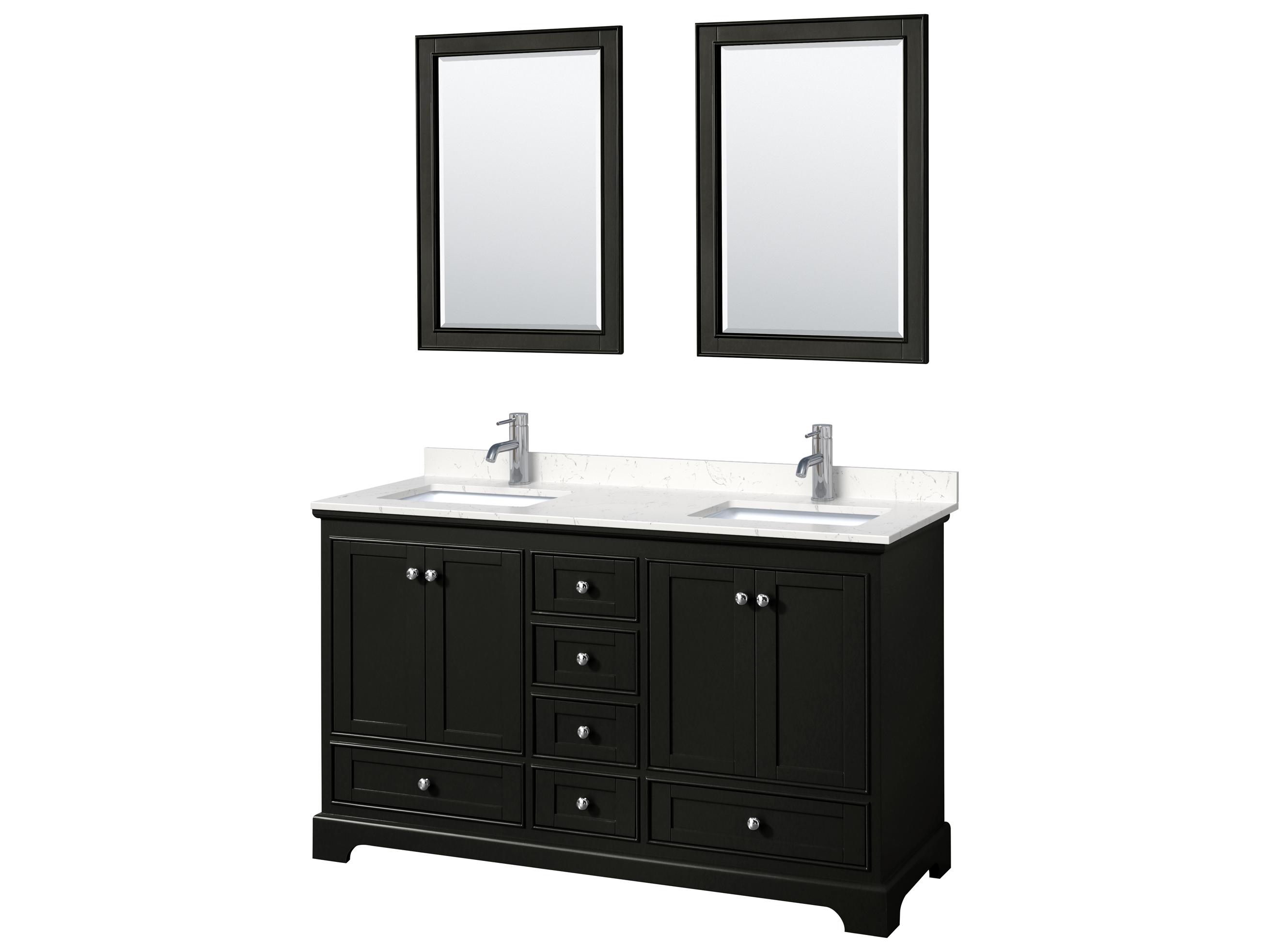 Wyndham Collection Deborah 60" Dark Espresso Vanity with 24" Mirror