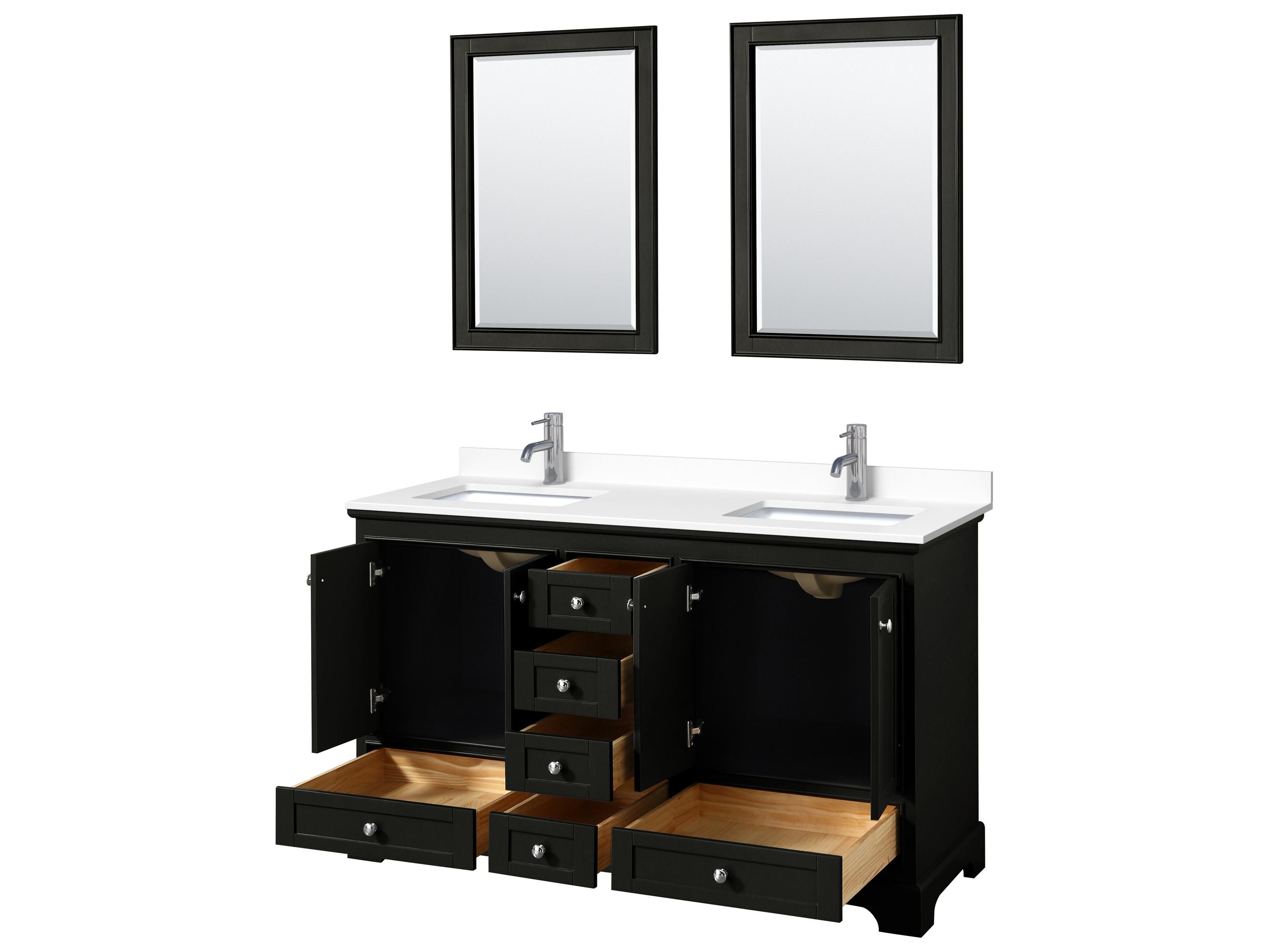 Wyndham Collection Deborah 60" Dark Espresso Vanity with 24" Mirror