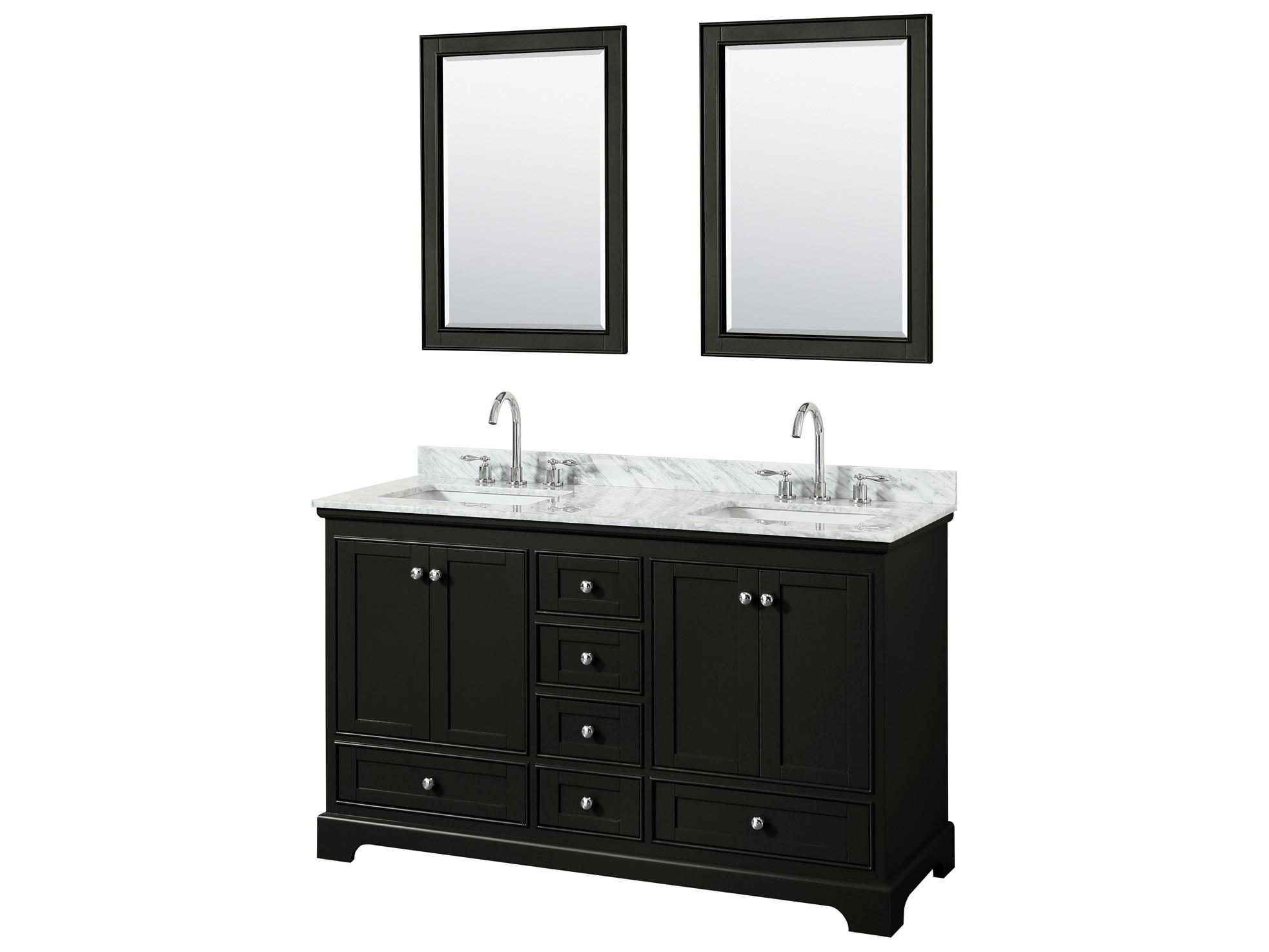Wyndham Collection Deborah 60" Dark Espresso Vanity with 24" Mirror