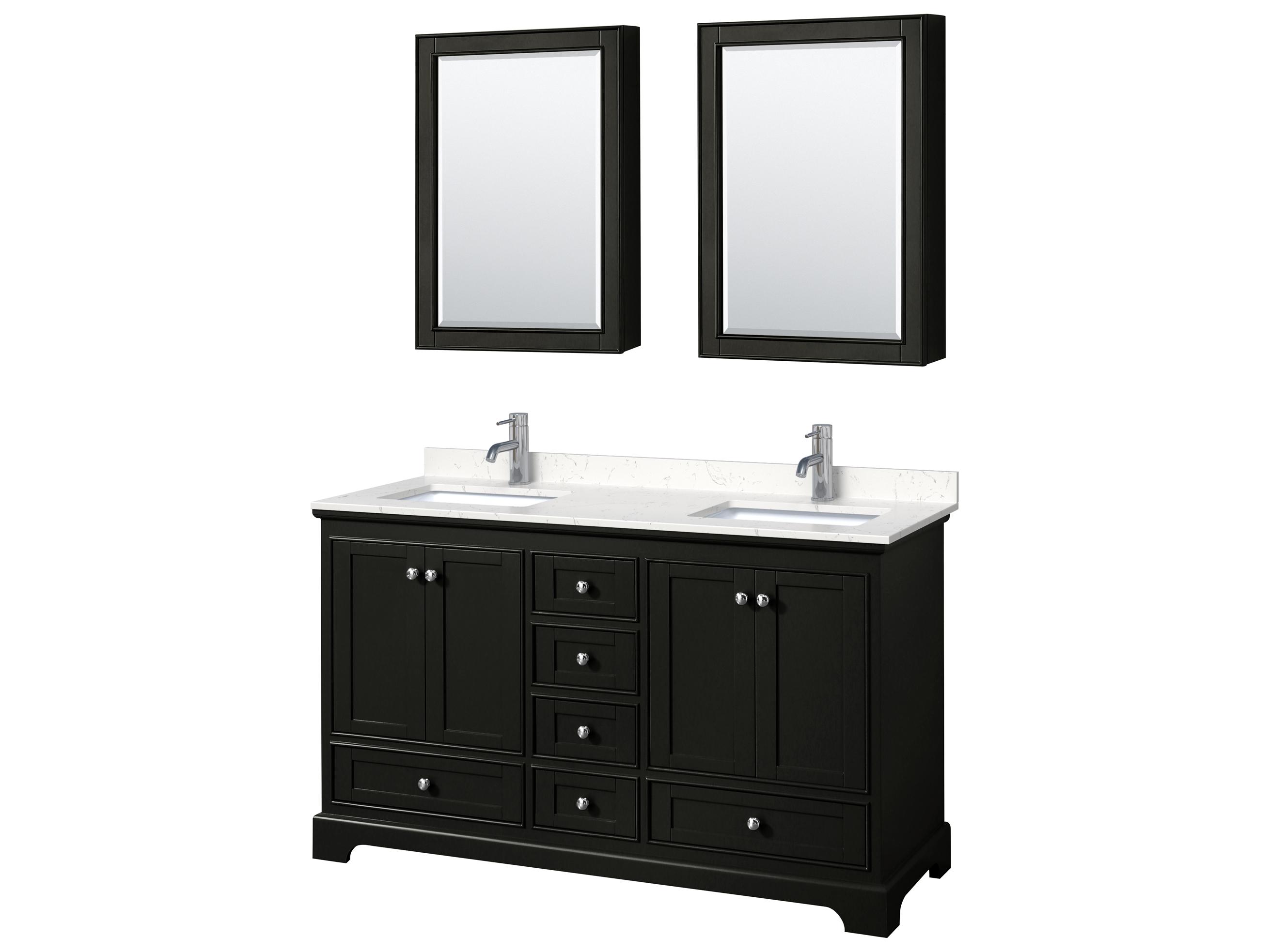 Wyndham Collection Deborah 60" Dark Espresso Vanity with Medicine Cabinet