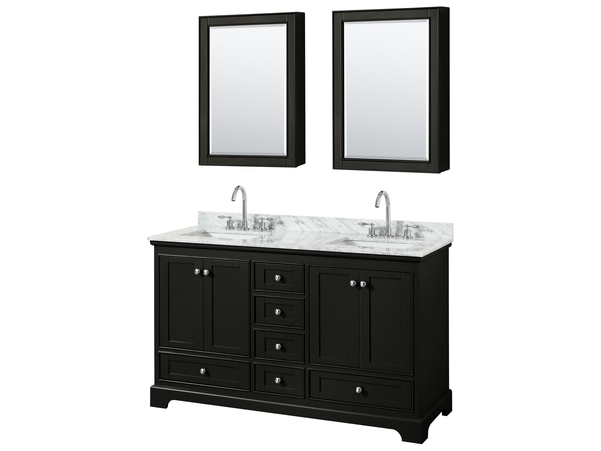 Wyndham Collection Deborah 60" Dark Espresso Vanity with Medicine Cabinet