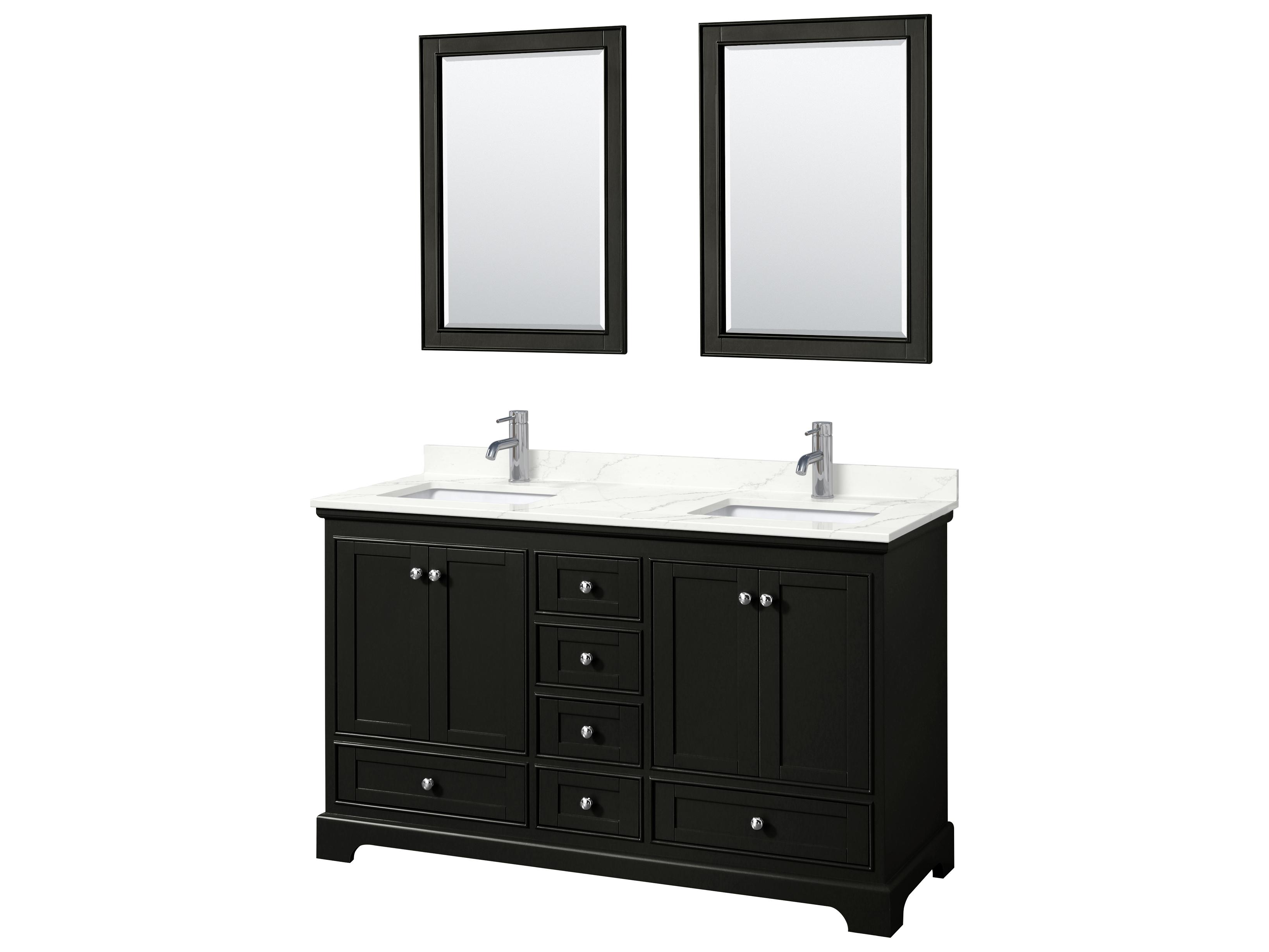 Wyndham Collection Deborah 60" Dark Espresso Vanity with 24" Mirror