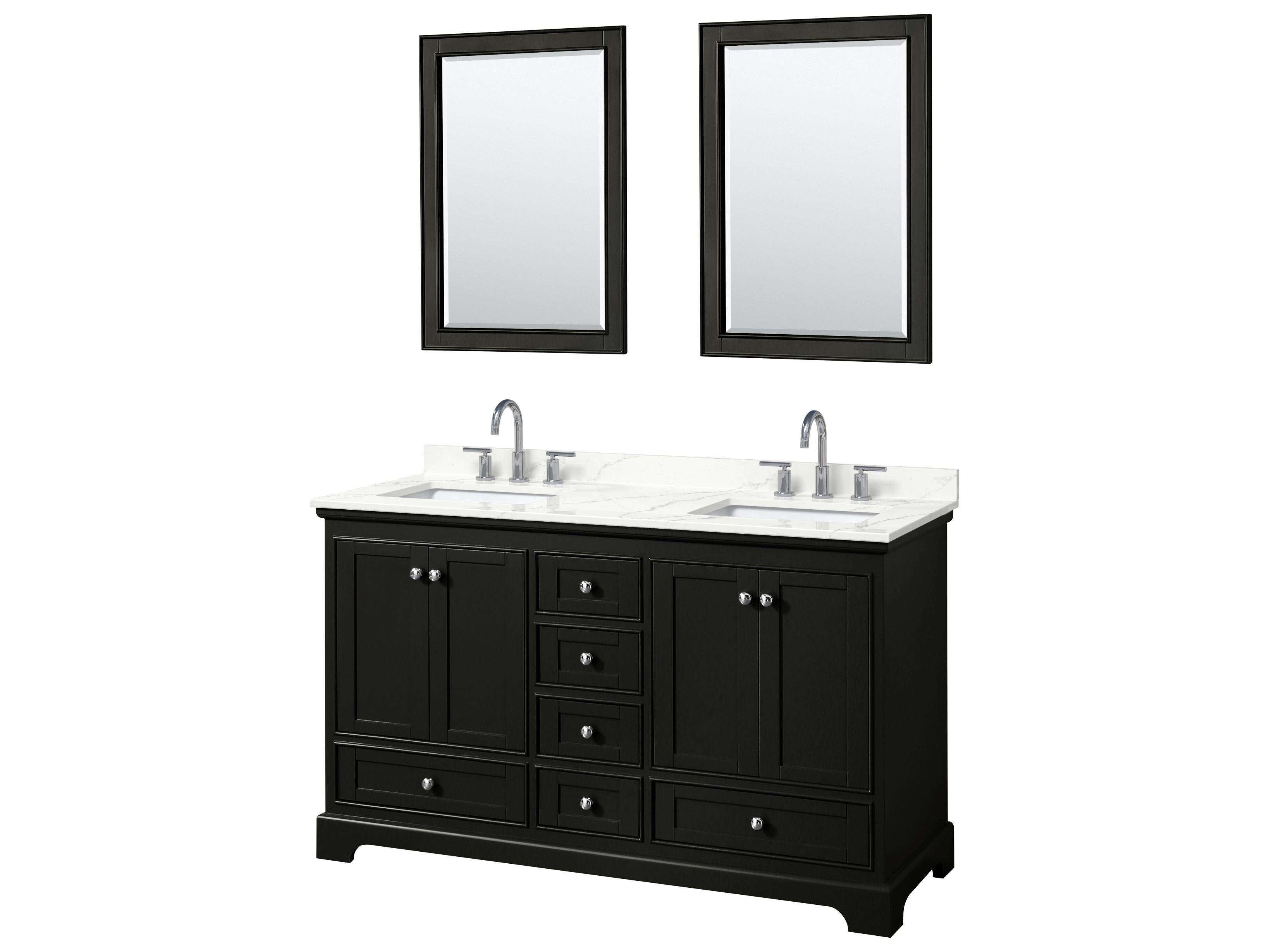 Wyndham Collection Deborah 60" Dark Espresso Vanity with 24" Mirror