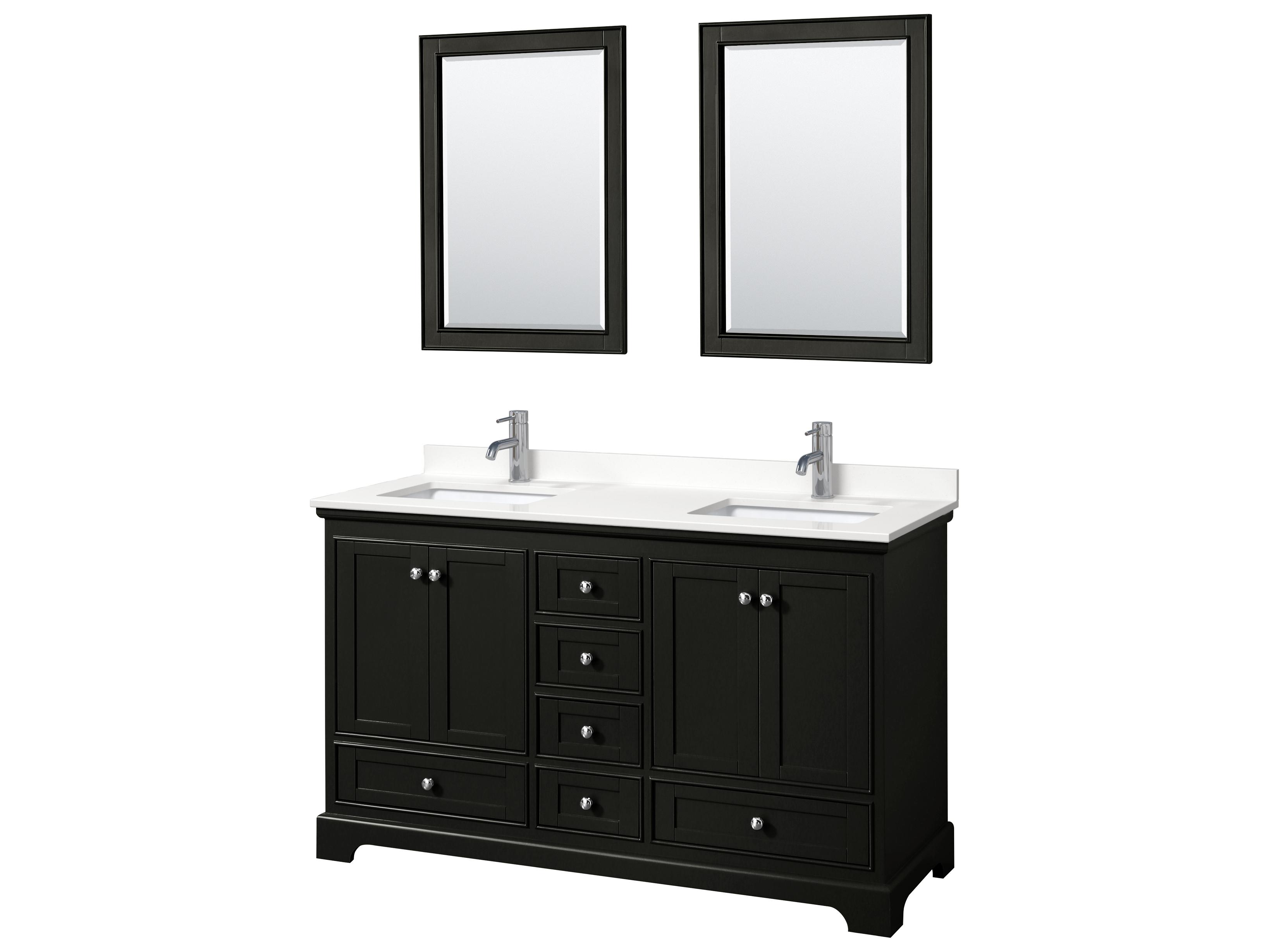 Wyndham Collection Deborah 60" Dark Espresso Vanity with 24" Mirror