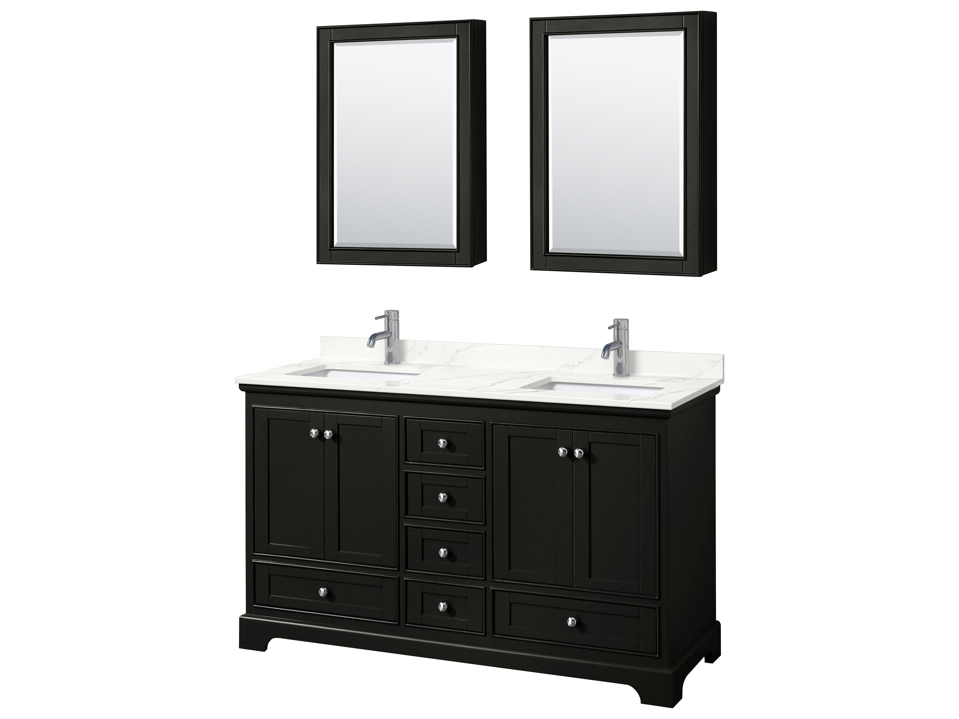 Wyndham Collection Deborah 60" Dark Espresso Vanity with Medicine Cabinet