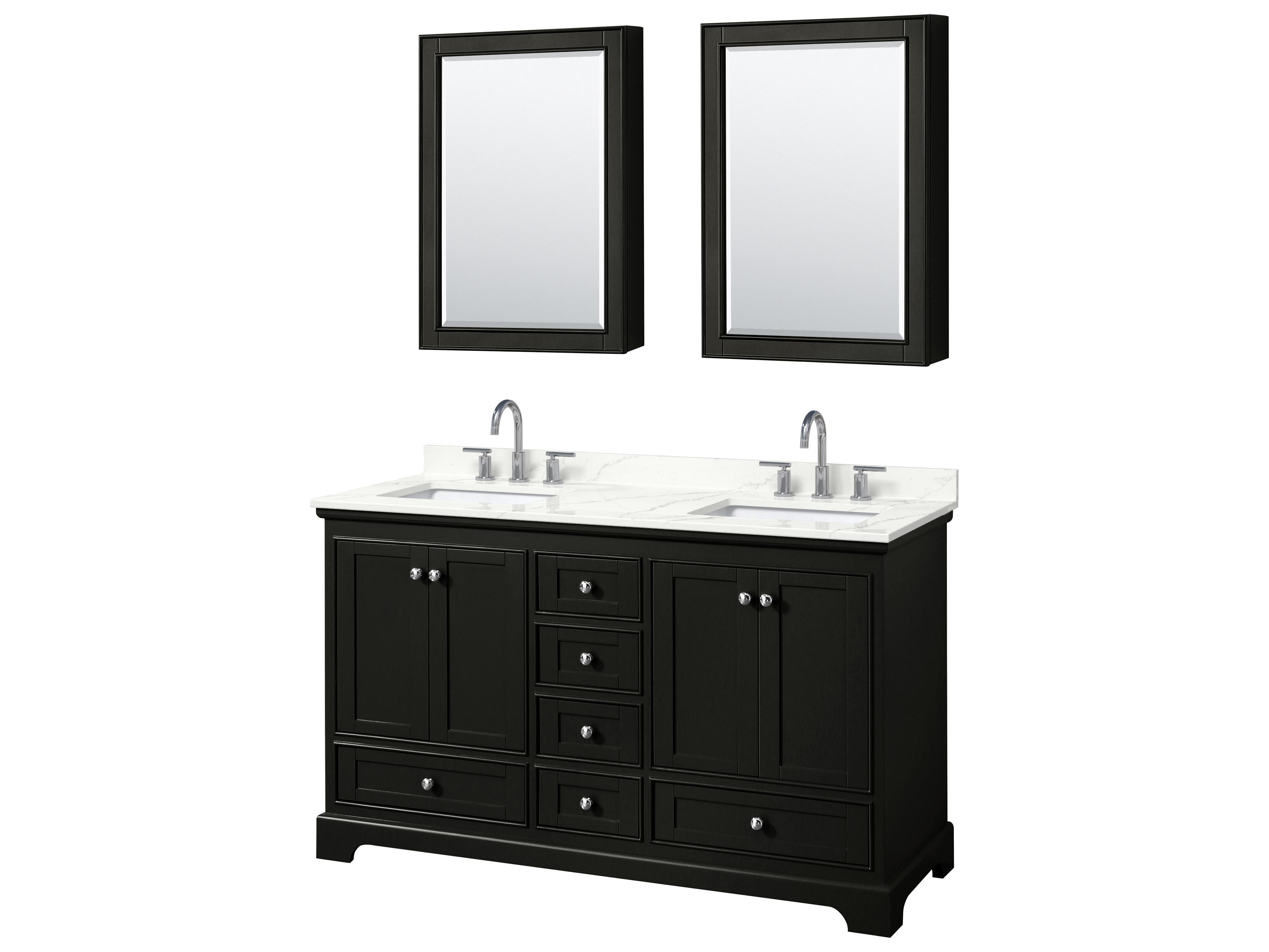 Wyndham Collection Deborah 60" Dark Espresso Vanity with Medicine Cabinet
