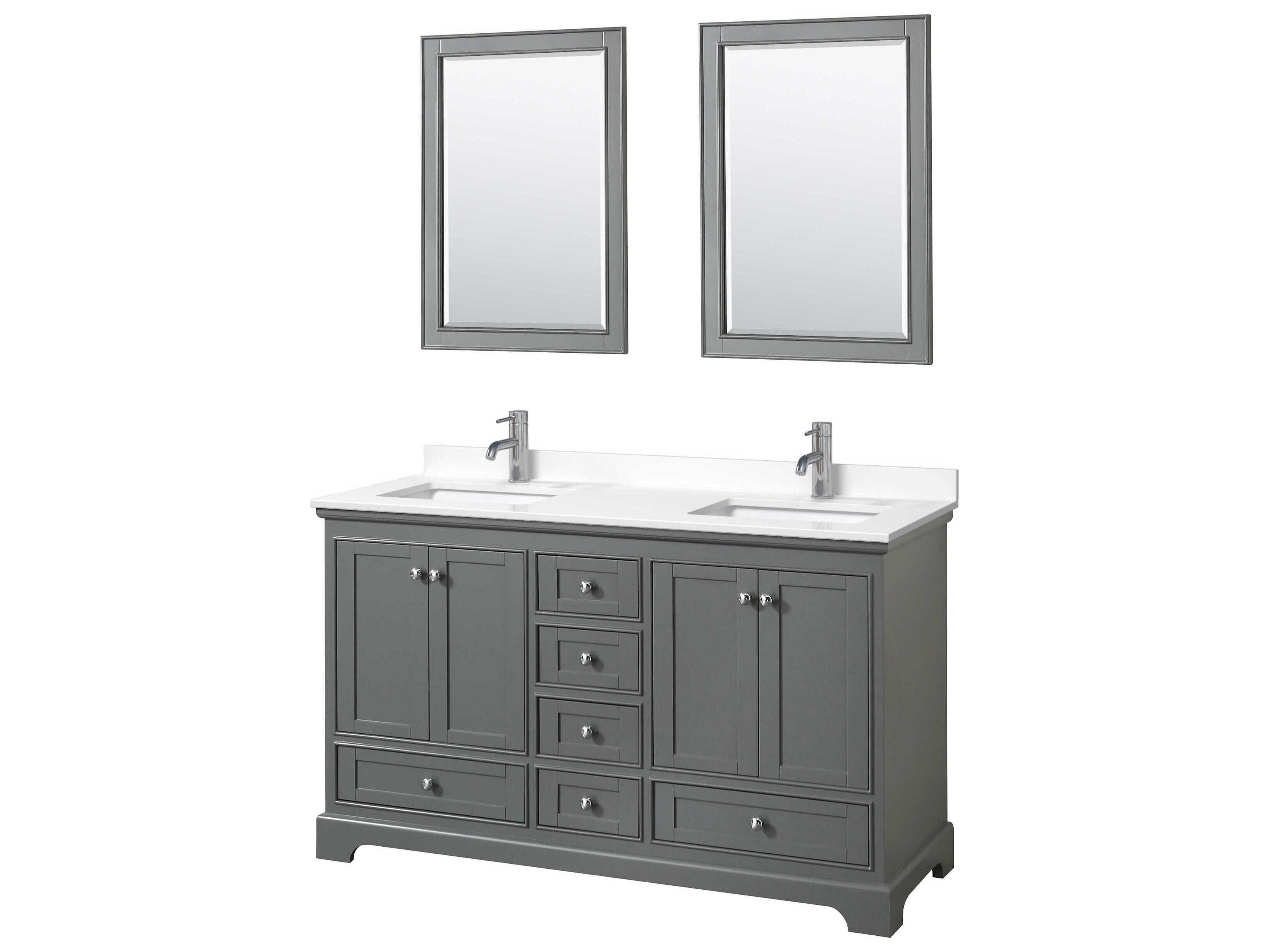 Wyndham Collection Deborah 60" Dark Gray Vanity with 24" Mirror