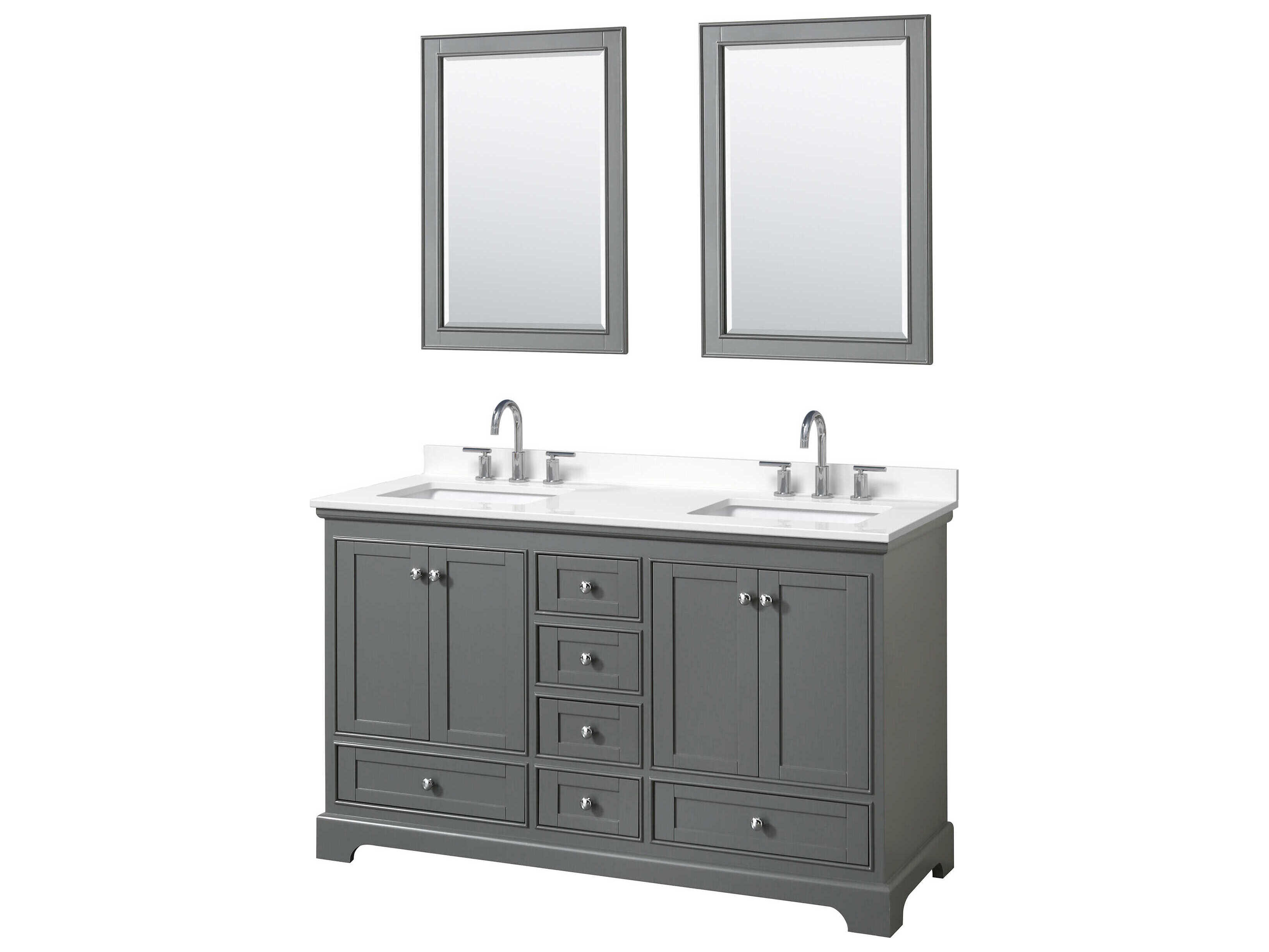 Wyndham Collection Deborah 60" Dark Gray Vanity with 24" Mirror