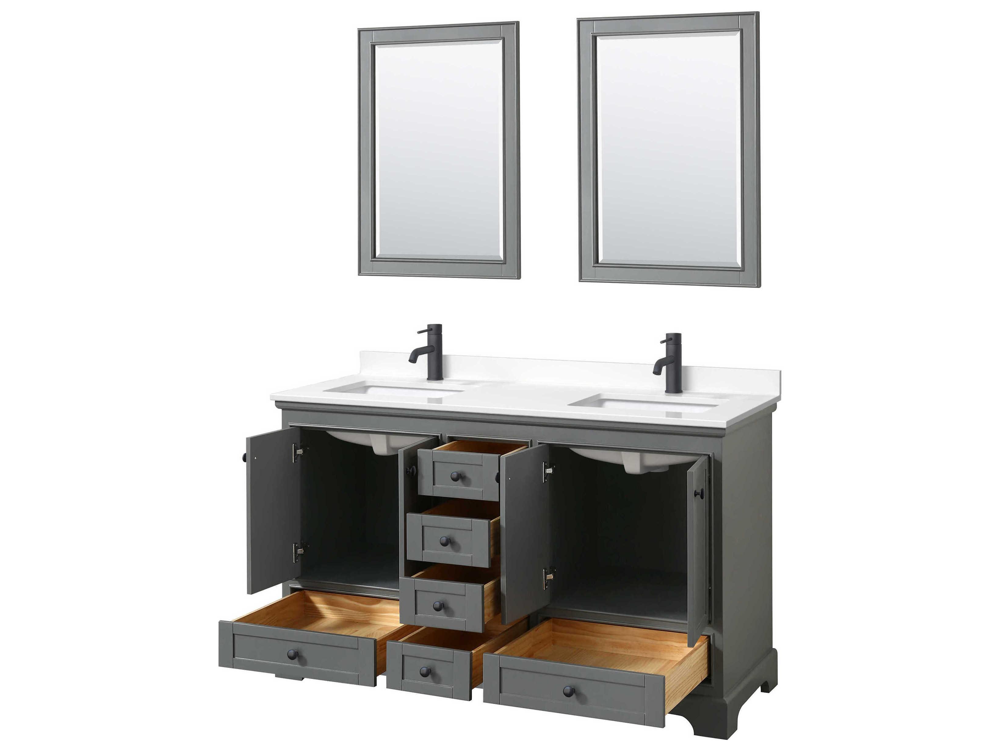 Wyndham Collection Deborah 60" Dark Gray Vanity with 24" Mirror