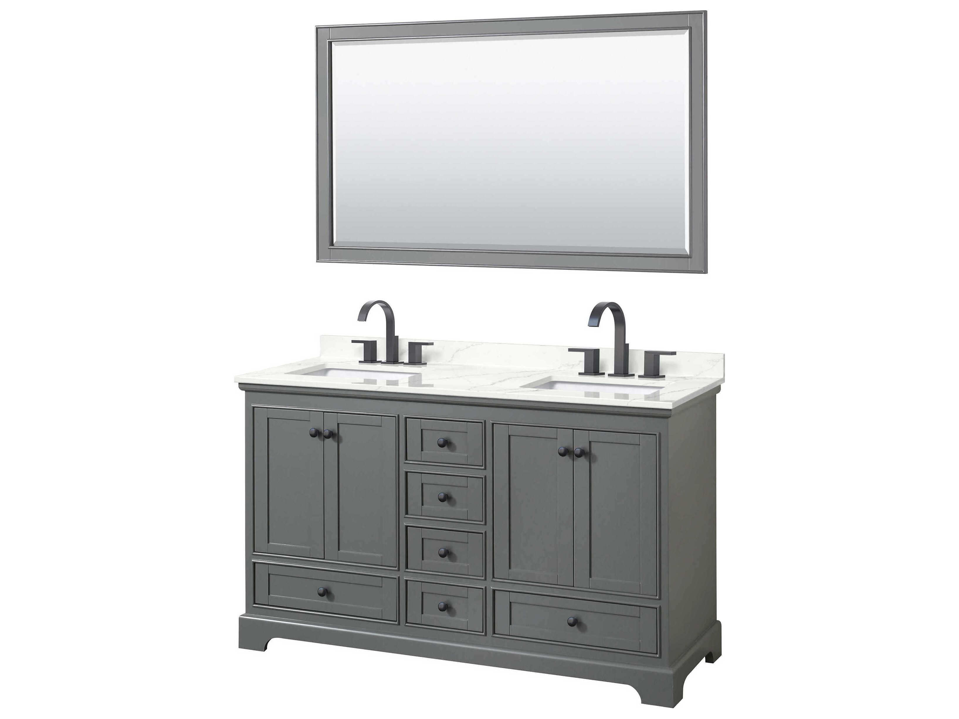 Wyndham Collection Deborah 60" Dark Gray Vanity with 58" Mirror