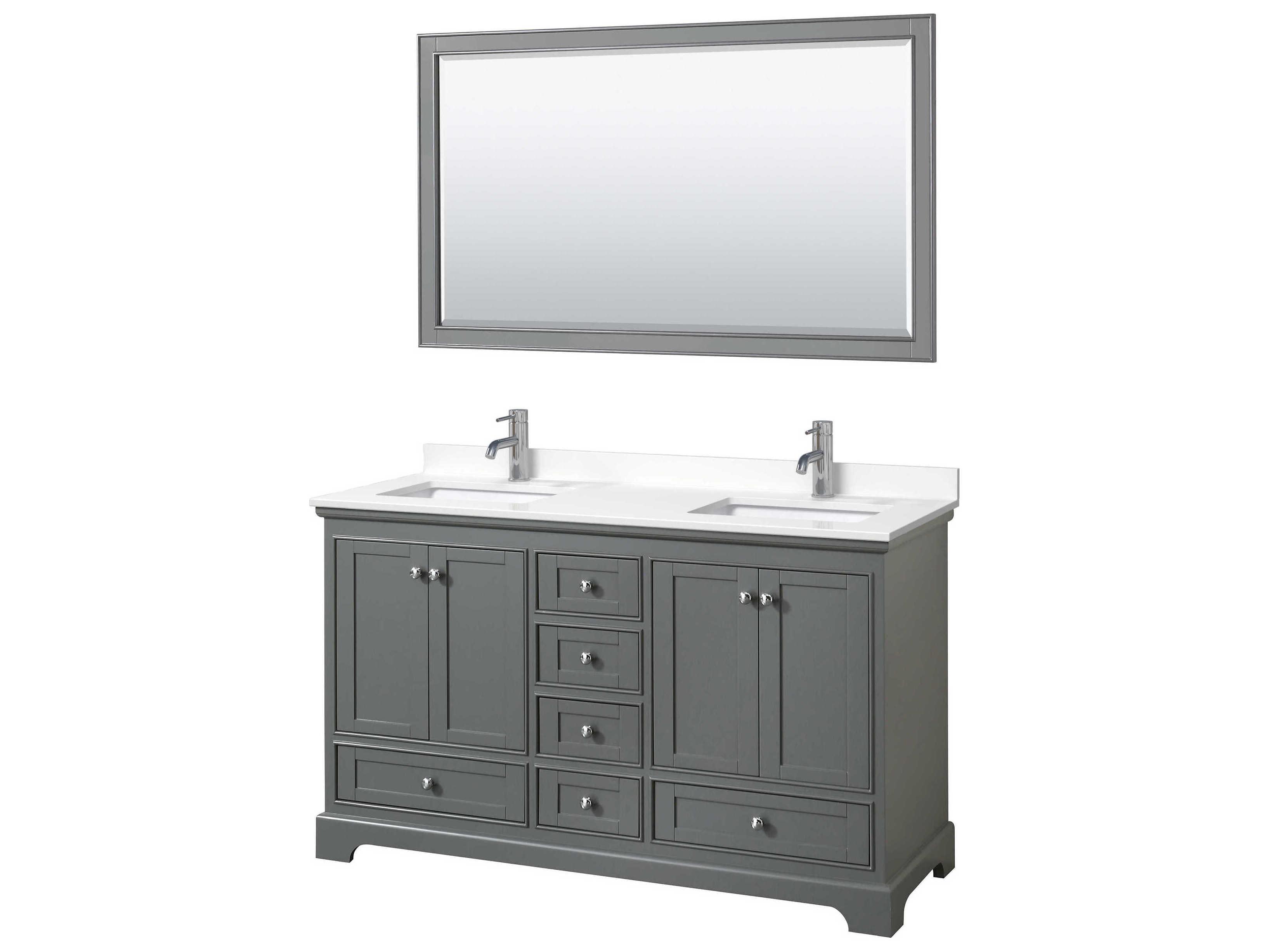 Wyndham Collection Deborah 60" Dark Gray Vanity with 58" Mirror