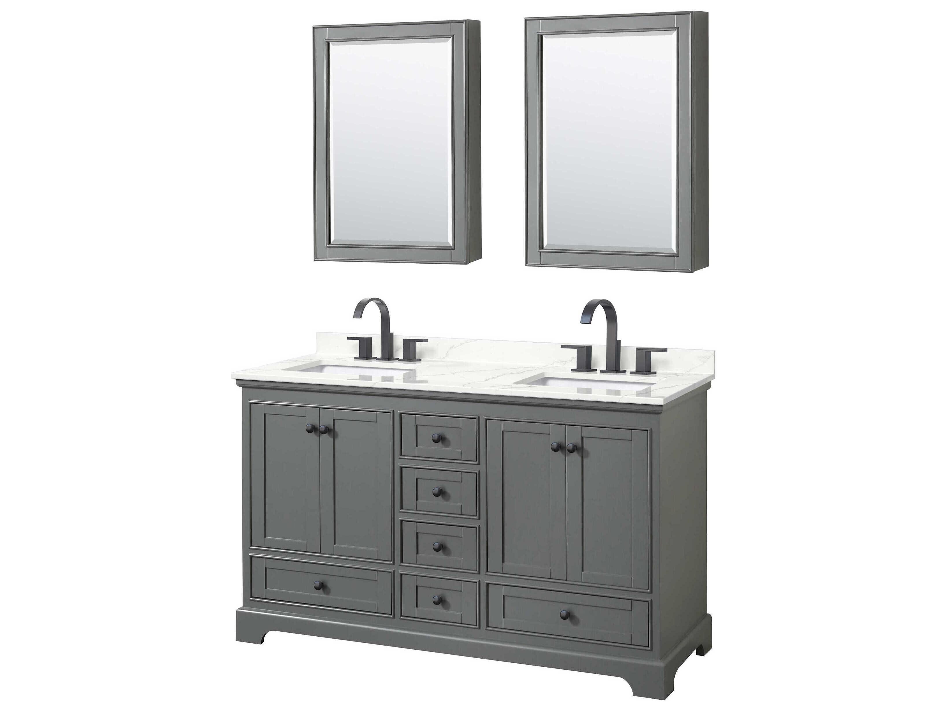 Wyndham Collection Deborah 60" Dark Gray Vanity with Medicine Cabinet
