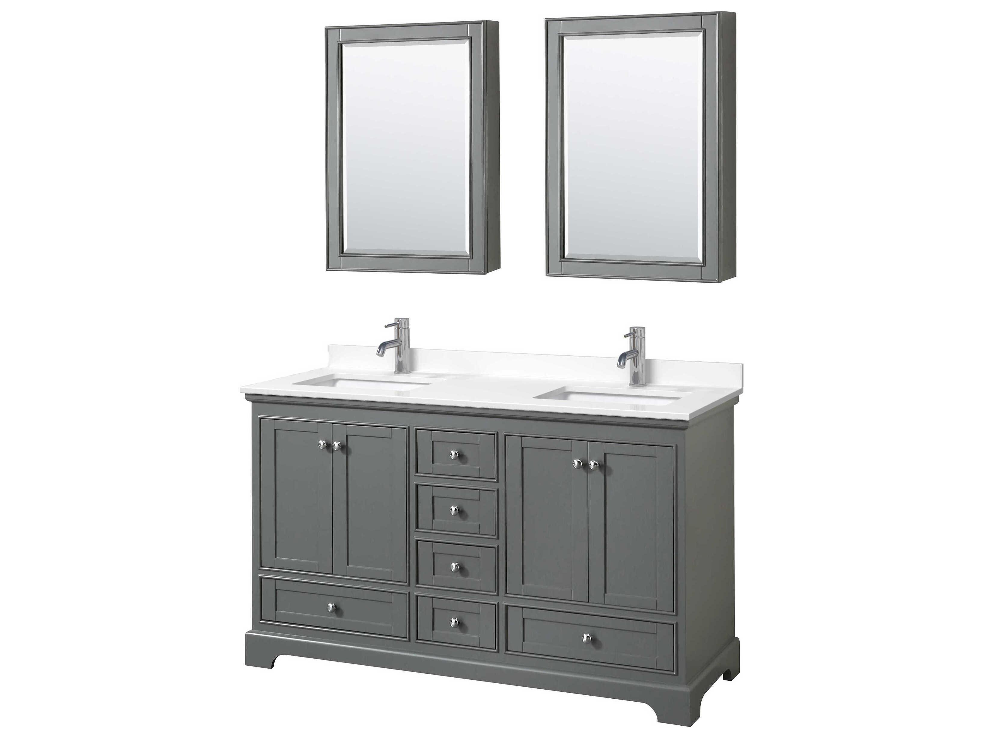 Wyndham Collection Deborah 60" Dark Gray Vanity with Medicine Cabinet