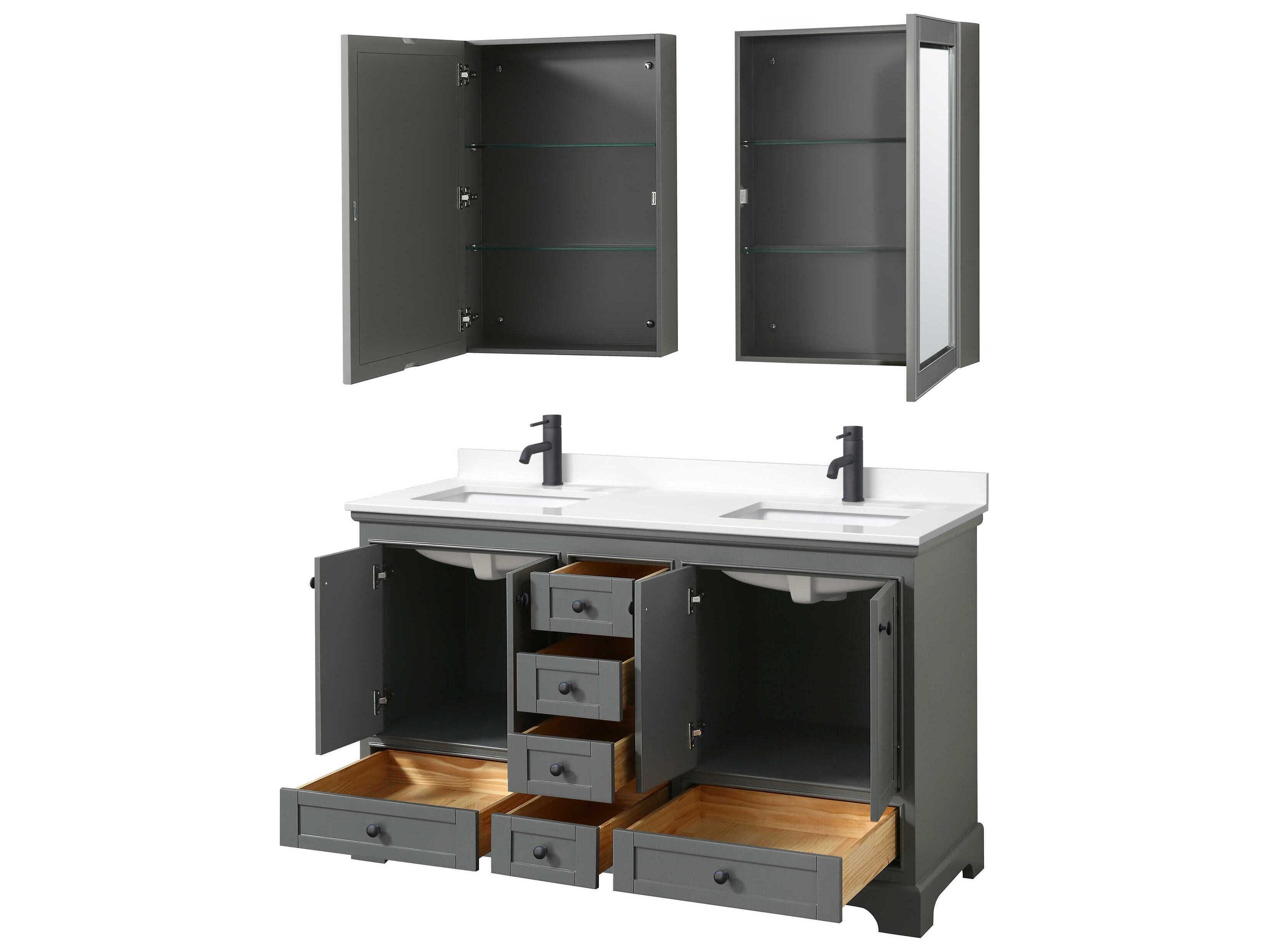 Wyndham Collection Deborah 60" Dark Gray Vanity with Medicine Cabinet