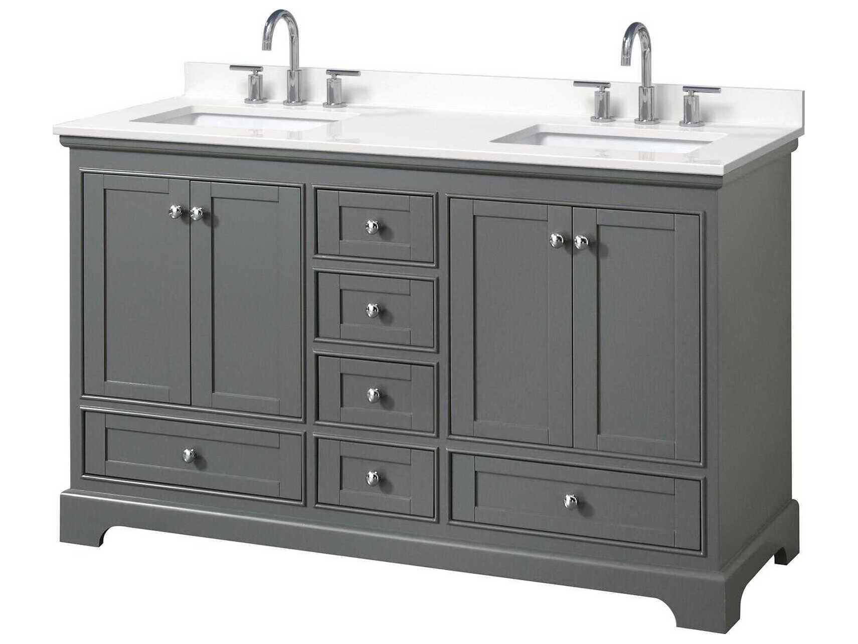 Wyndham Collection Deborah 60" Dark Gray Vanity