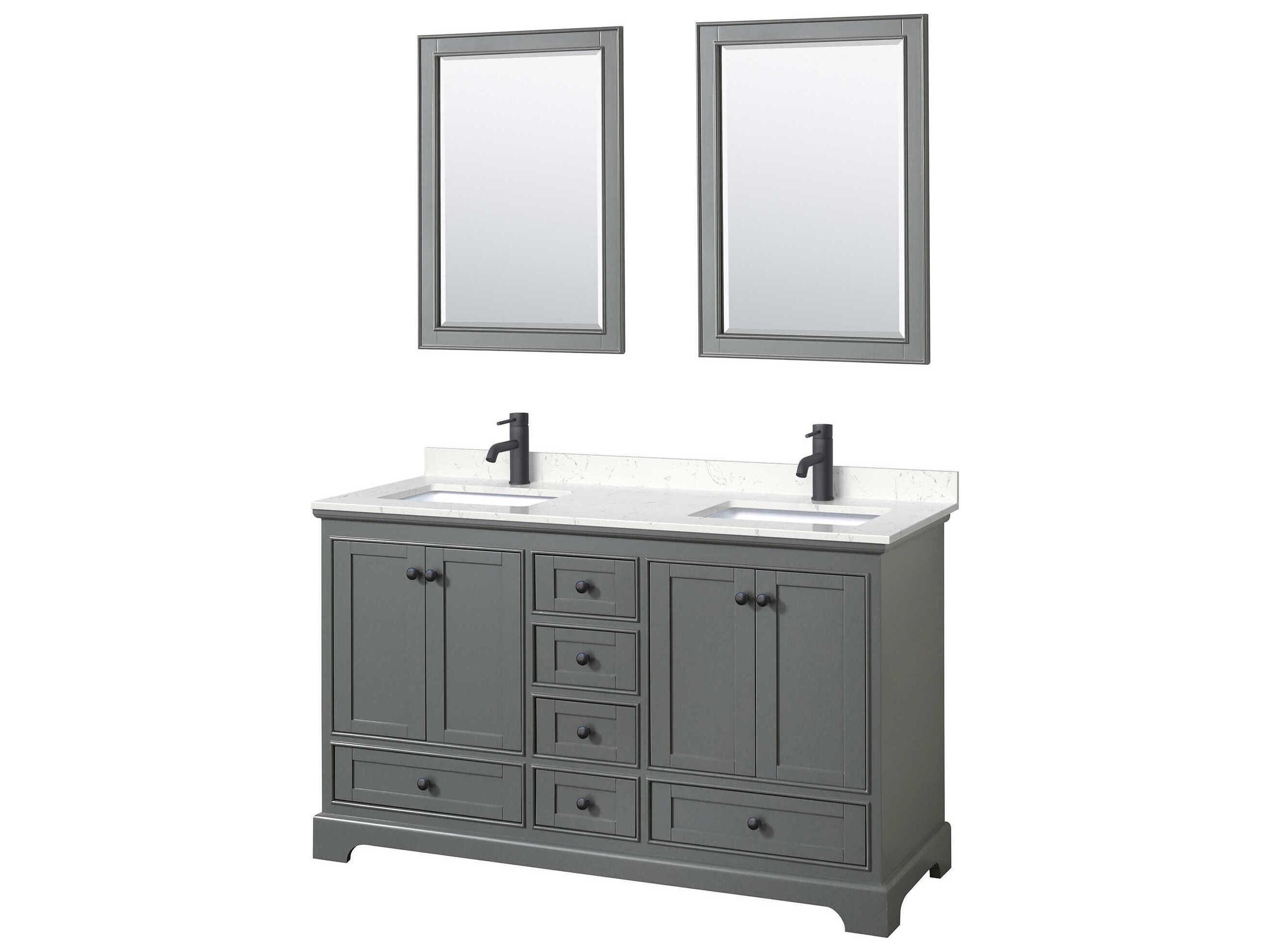 Wyndham Collection Deborah 60" Dark Gray Vanity with 24" Mirror