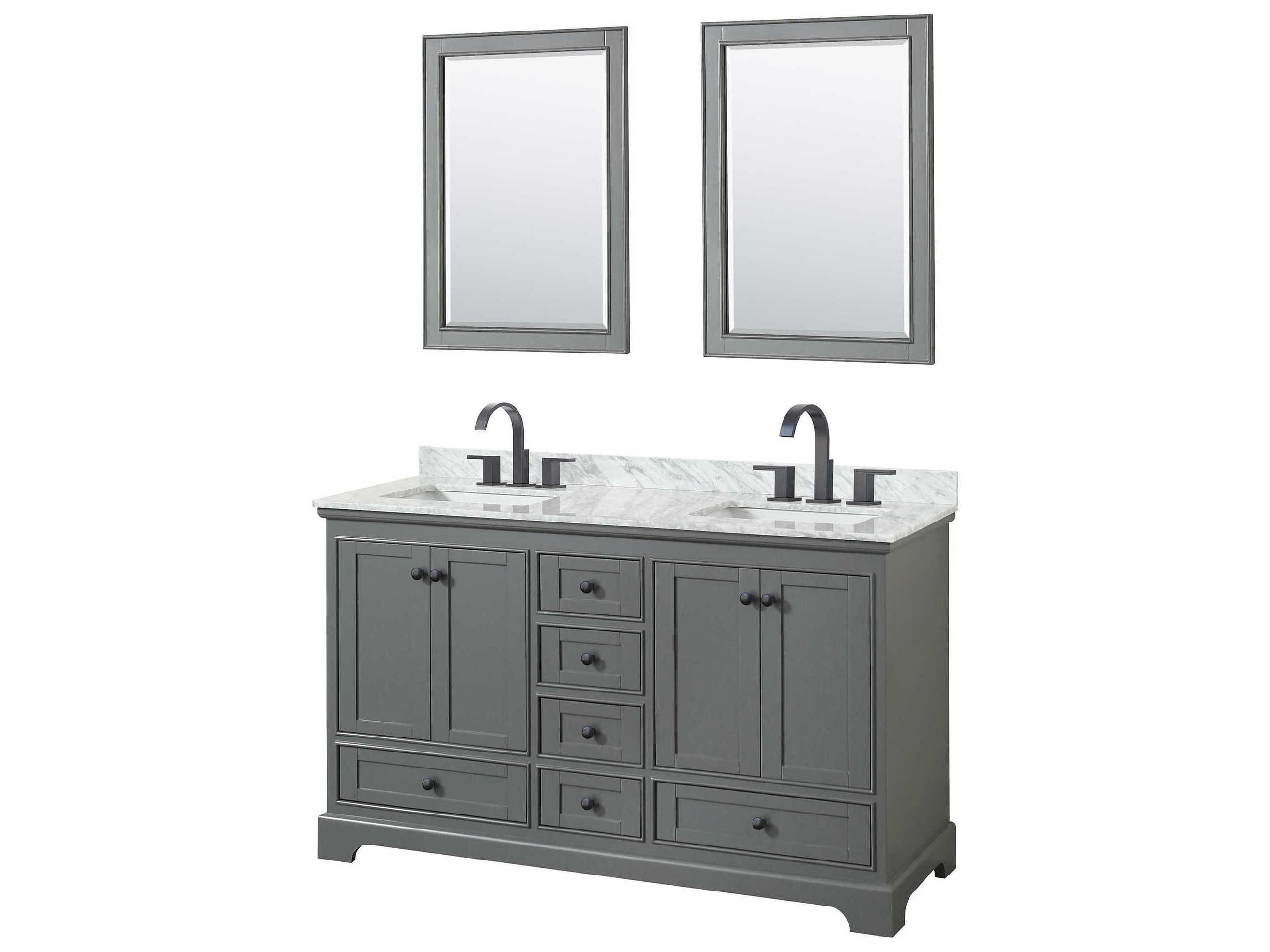 Wyndham Collection Deborah 60" Dark Gray Vanity with 24" Mirror