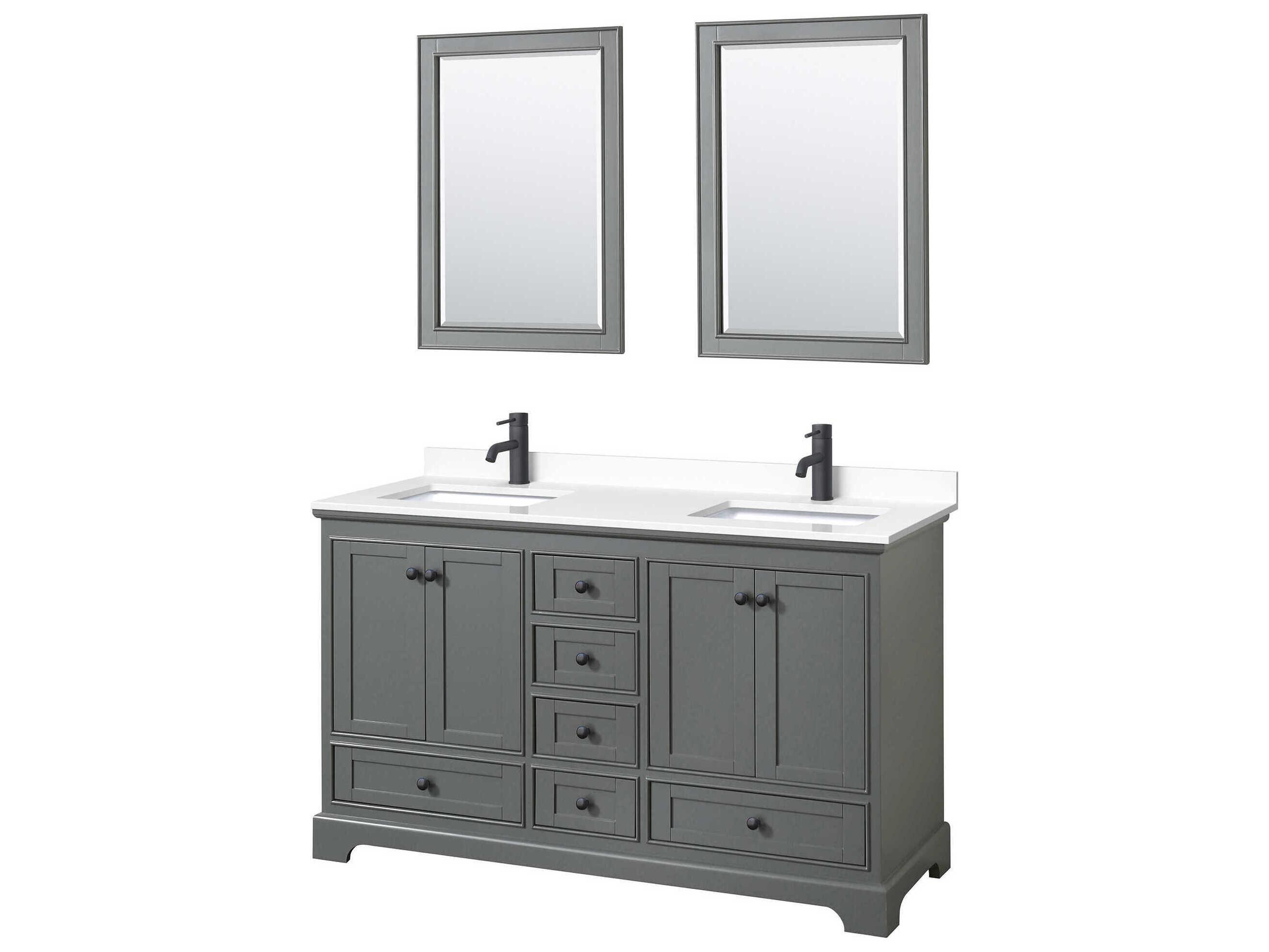 Wyndham Collection Deborah 60" Dark Gray Vanity with 24" Mirror