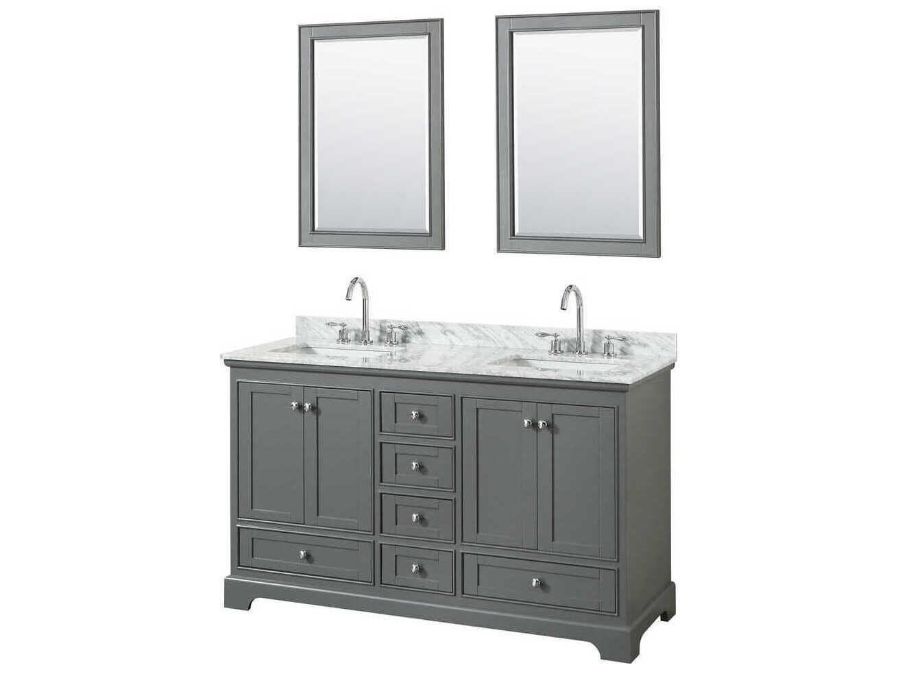 Wyndham Collection Deborah 60" Dark Gray Vanity with 24" Mirror