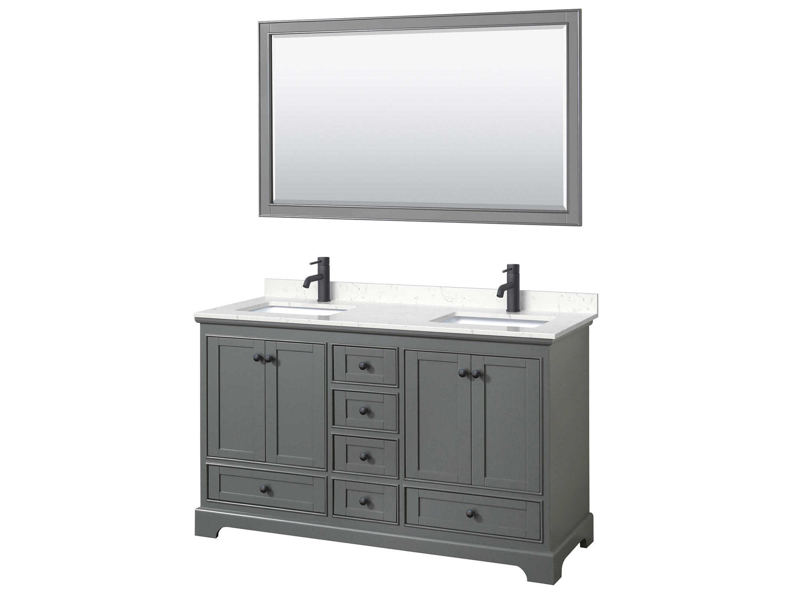 Wyndham Collection Deborah 60" Dark Gray Vanity with 58" Mirror