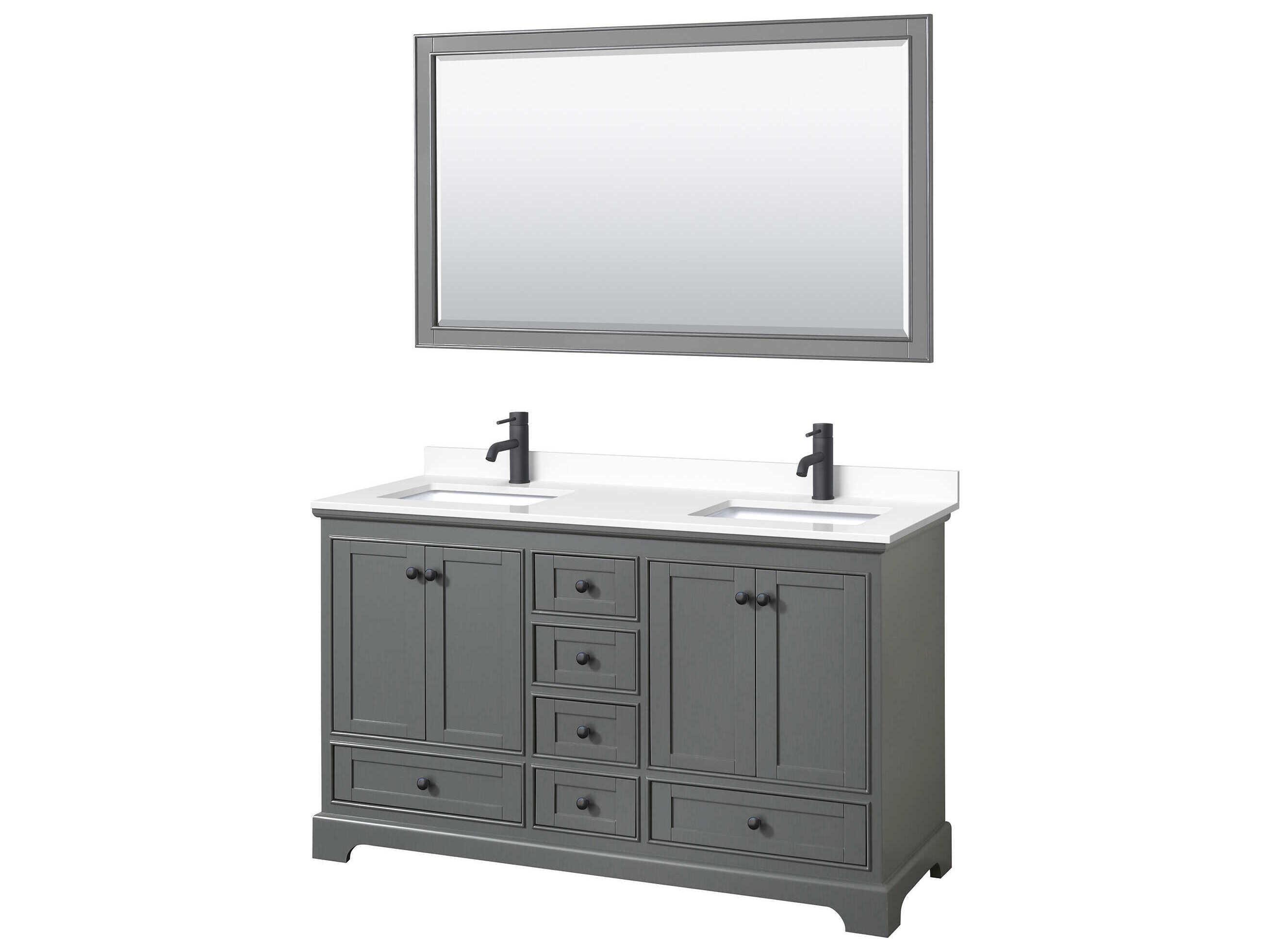 Wyndham Collection Deborah 60" Dark Gray Vanity with 58" Mirror