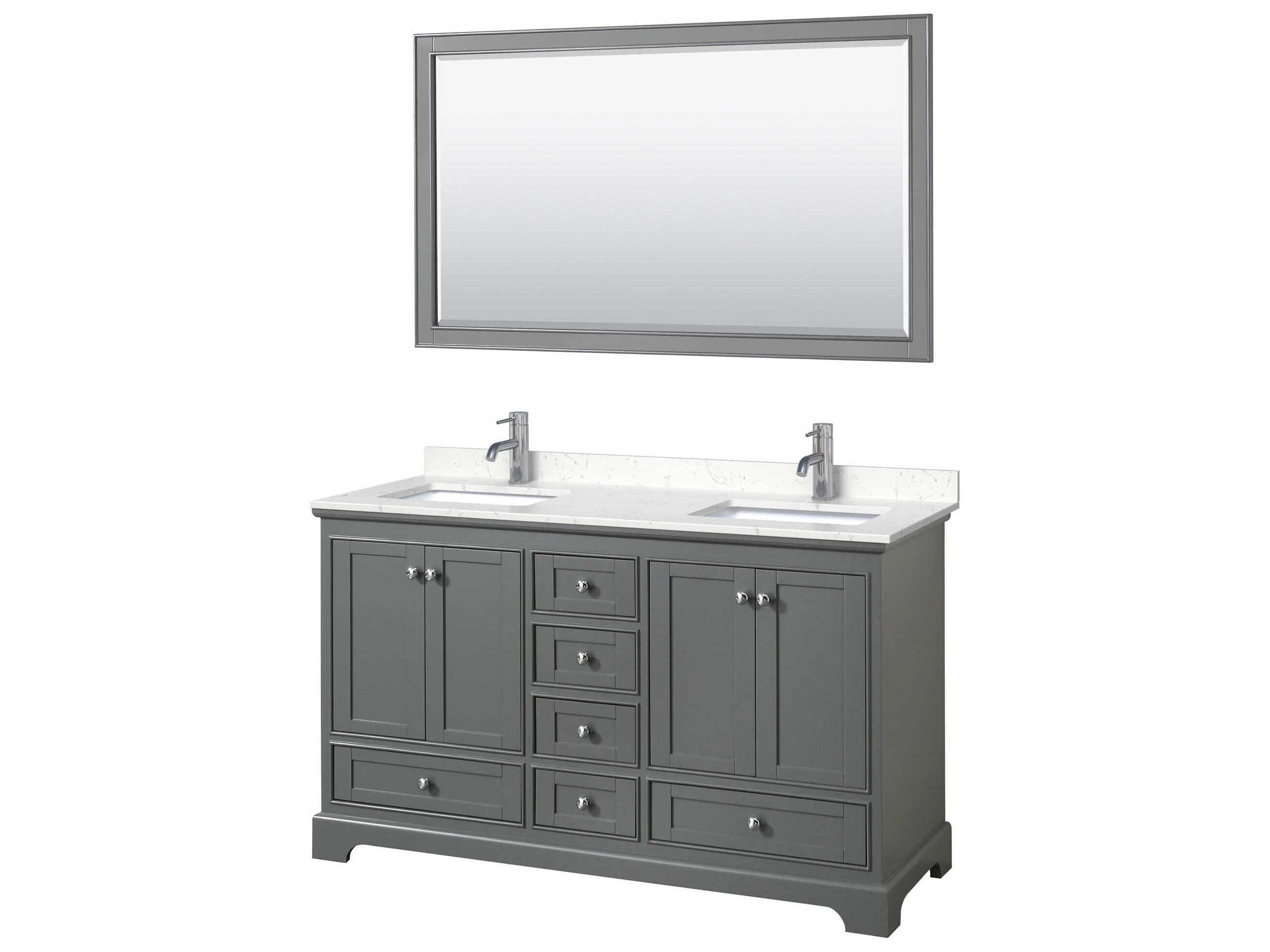 Wyndham Collection Deborah 60" Dark Gray Vanity with 58" Mirror