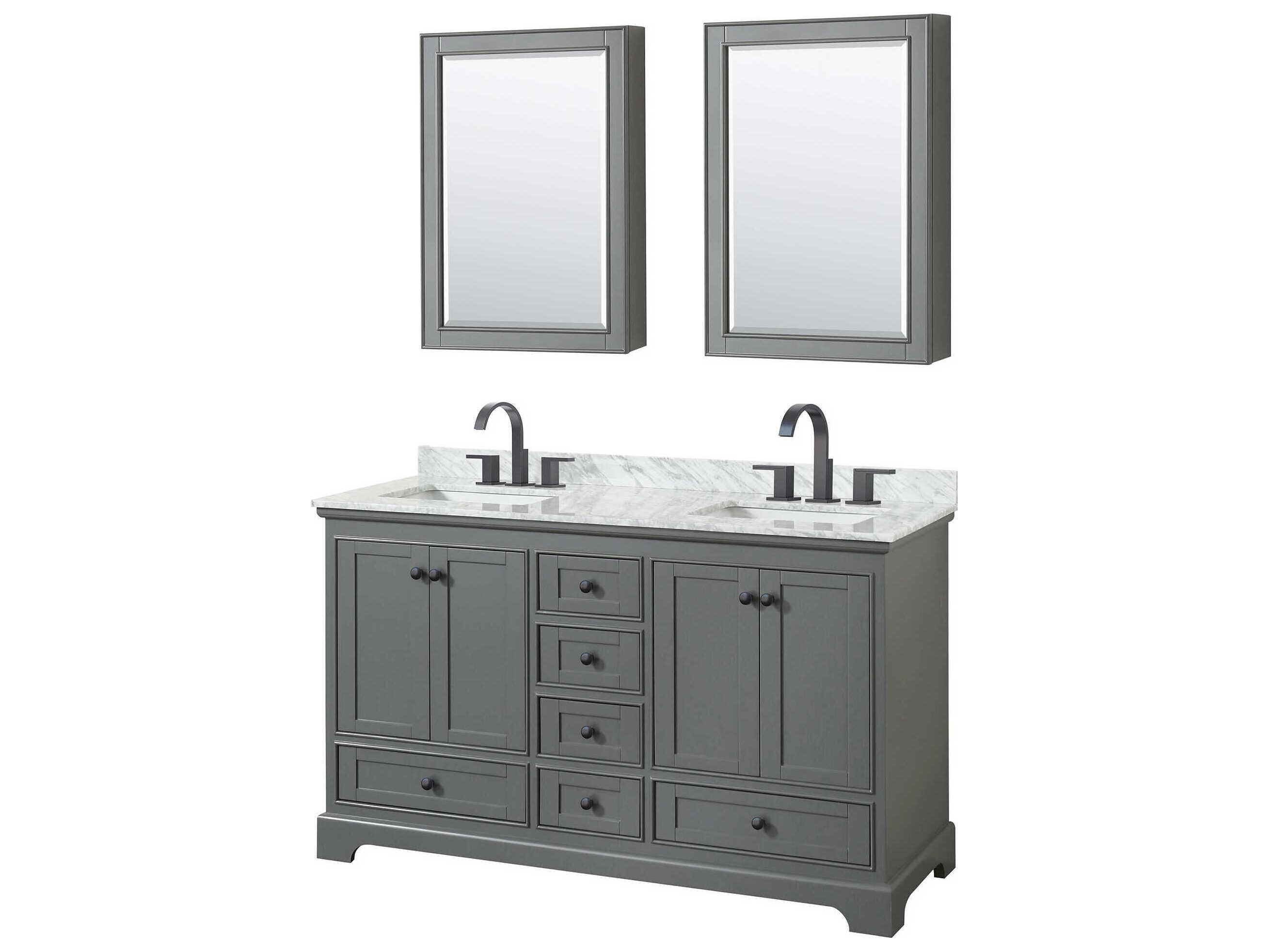 Wyndham Collection Deborah 60" Dark Gray Vanity with Medicine Cabinet