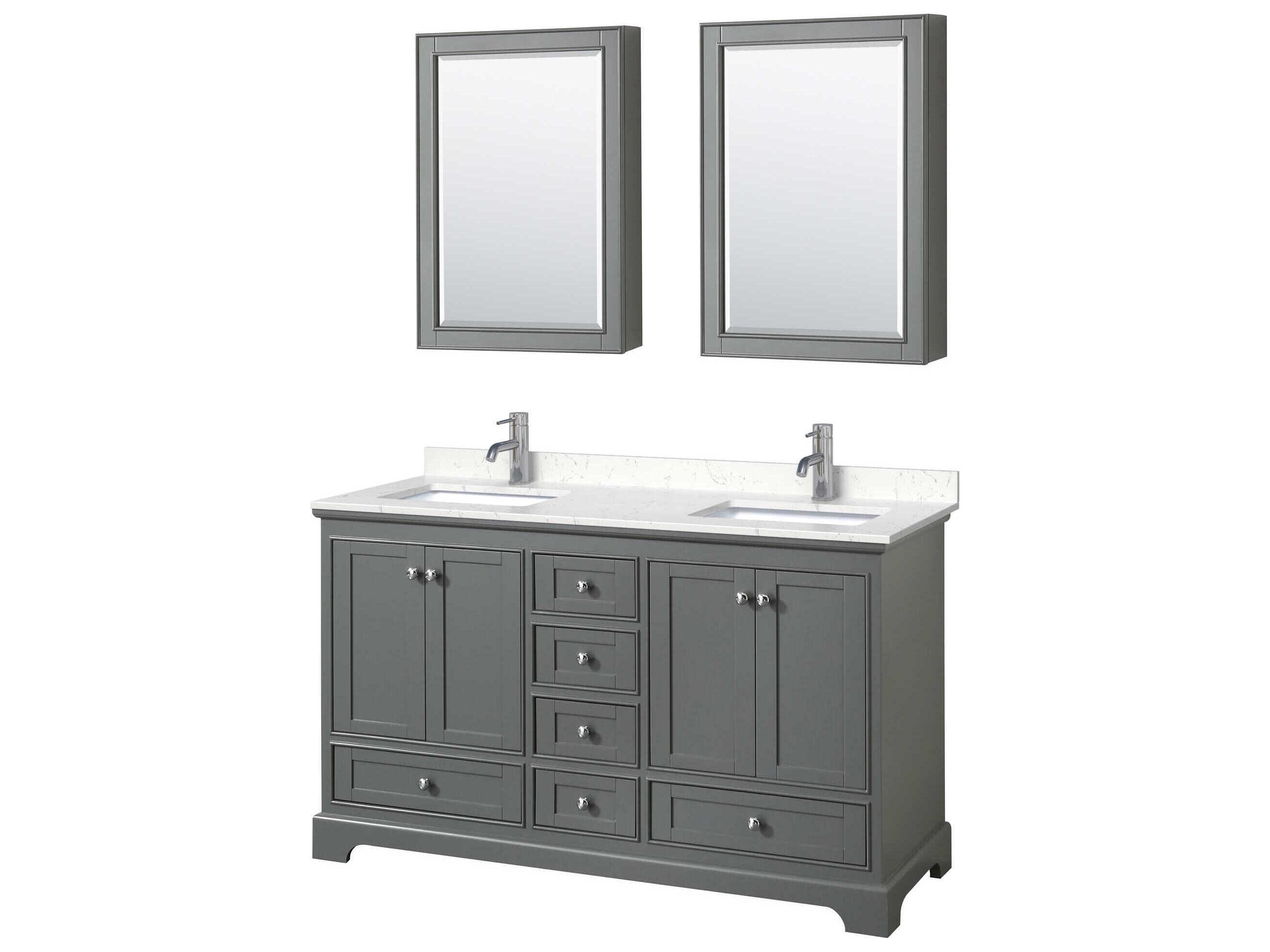 Wyndham Collection Deborah 60" Dark Gray Vanity with Medicine Cabinet