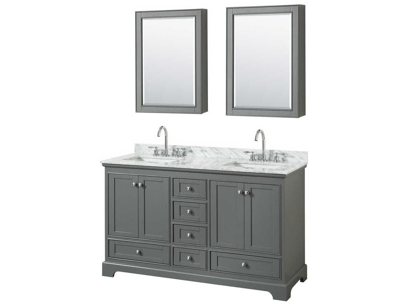 Wyndham Collection Deborah 60" Dark Gray Vanity with Medicine Cabinet