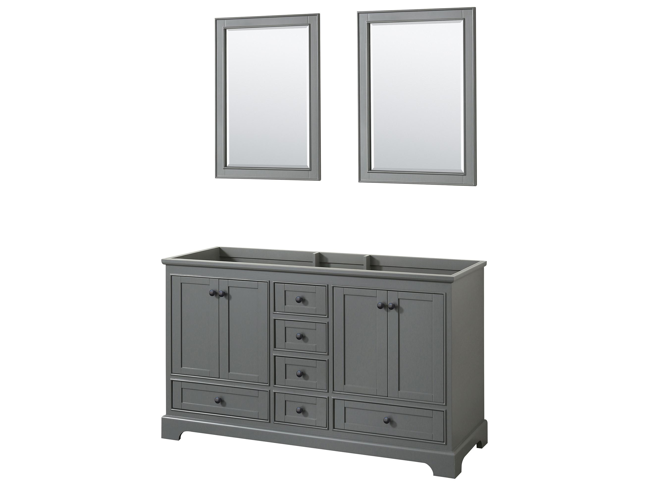 Wyndham Collection Deborah 59" Dark Gray Vanity with 24" Mirror
