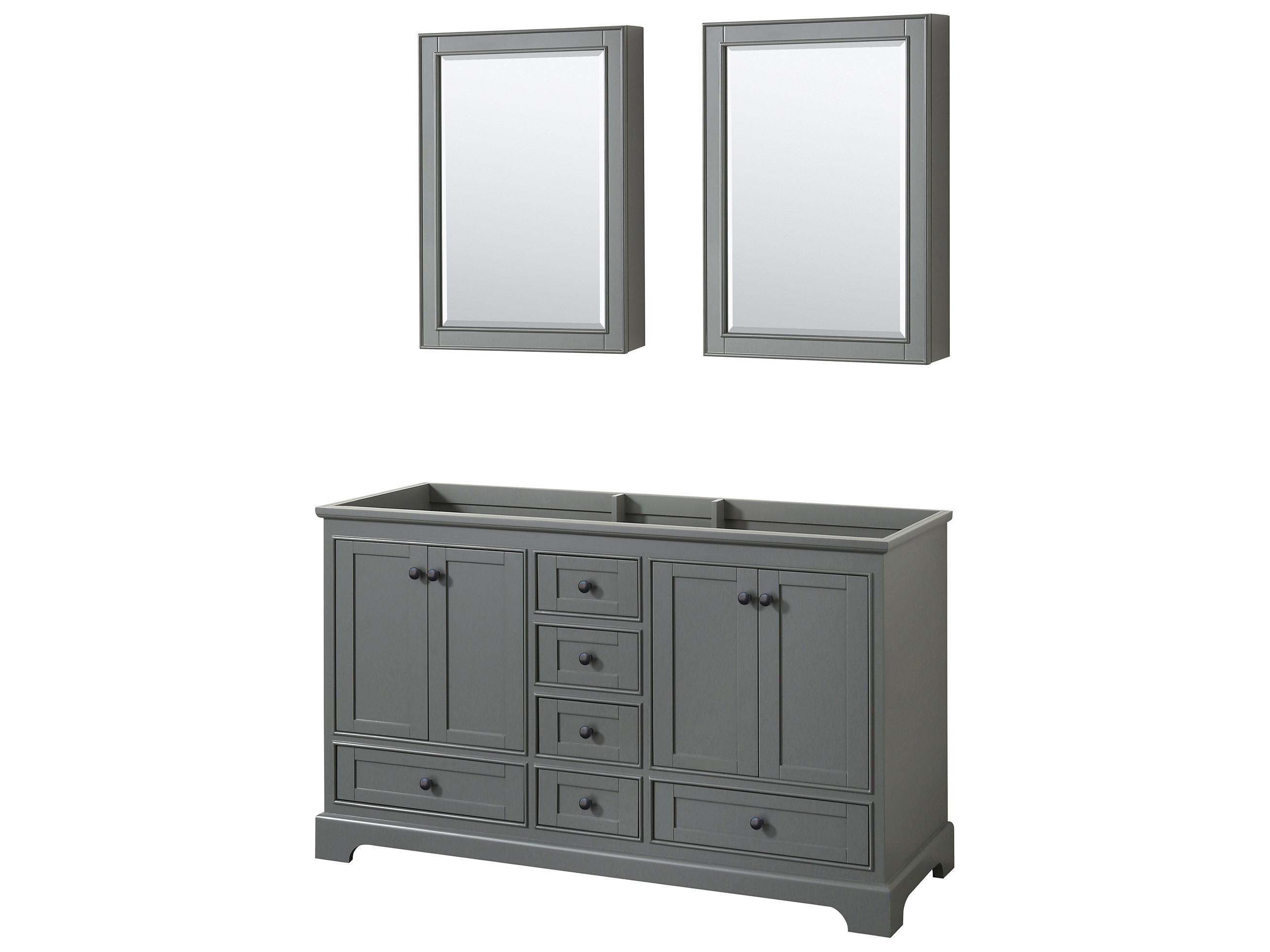 Wyndham Collection Deborah 59" Dark Gray Vanity with Medicine Cabinet