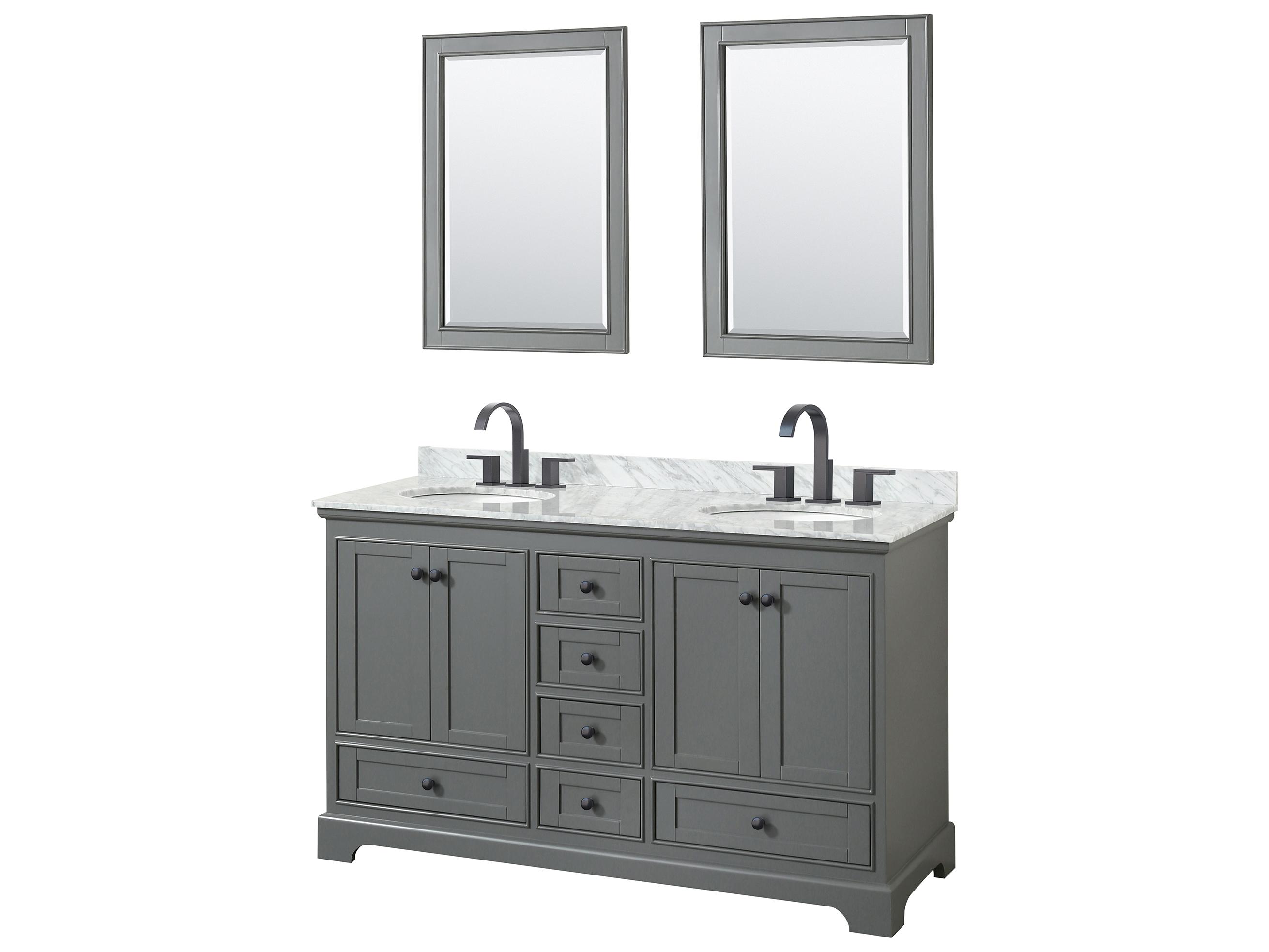 Wyndham Collection Deborah 60" Dark Gray Vanity with 24" Mirror