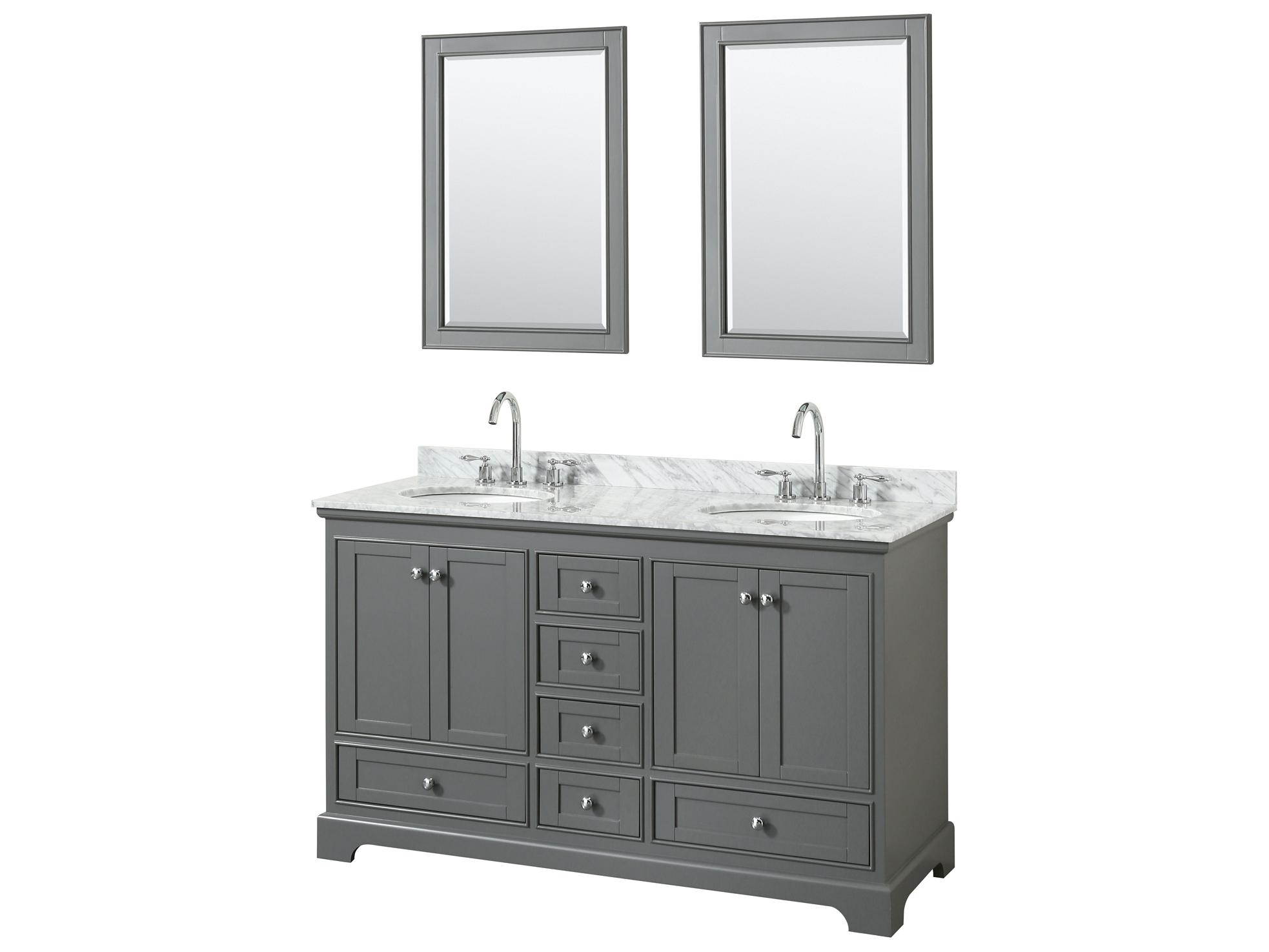 Wyndham Collection Deborah 60" Dark Gray Vanity with 24" Mirror