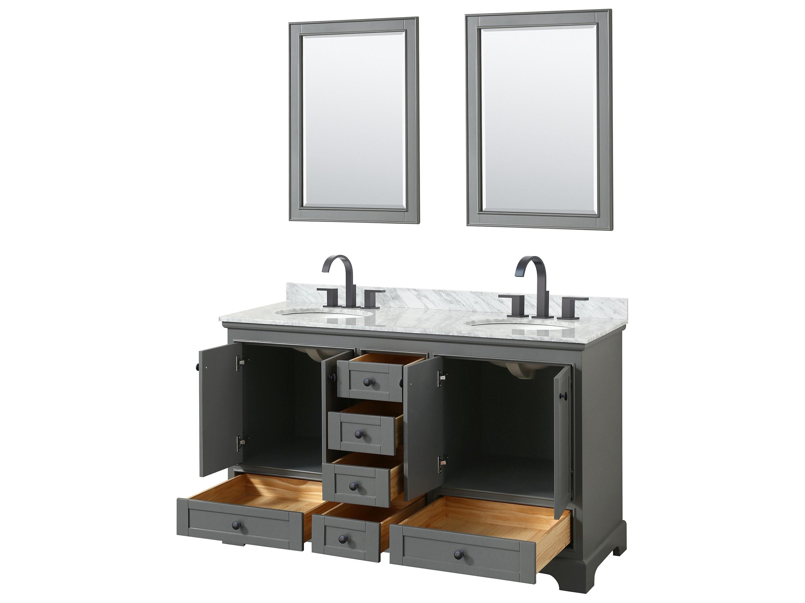 Wyndham Collection Deborah 60" Dark Gray Vanity with 24" Mirror