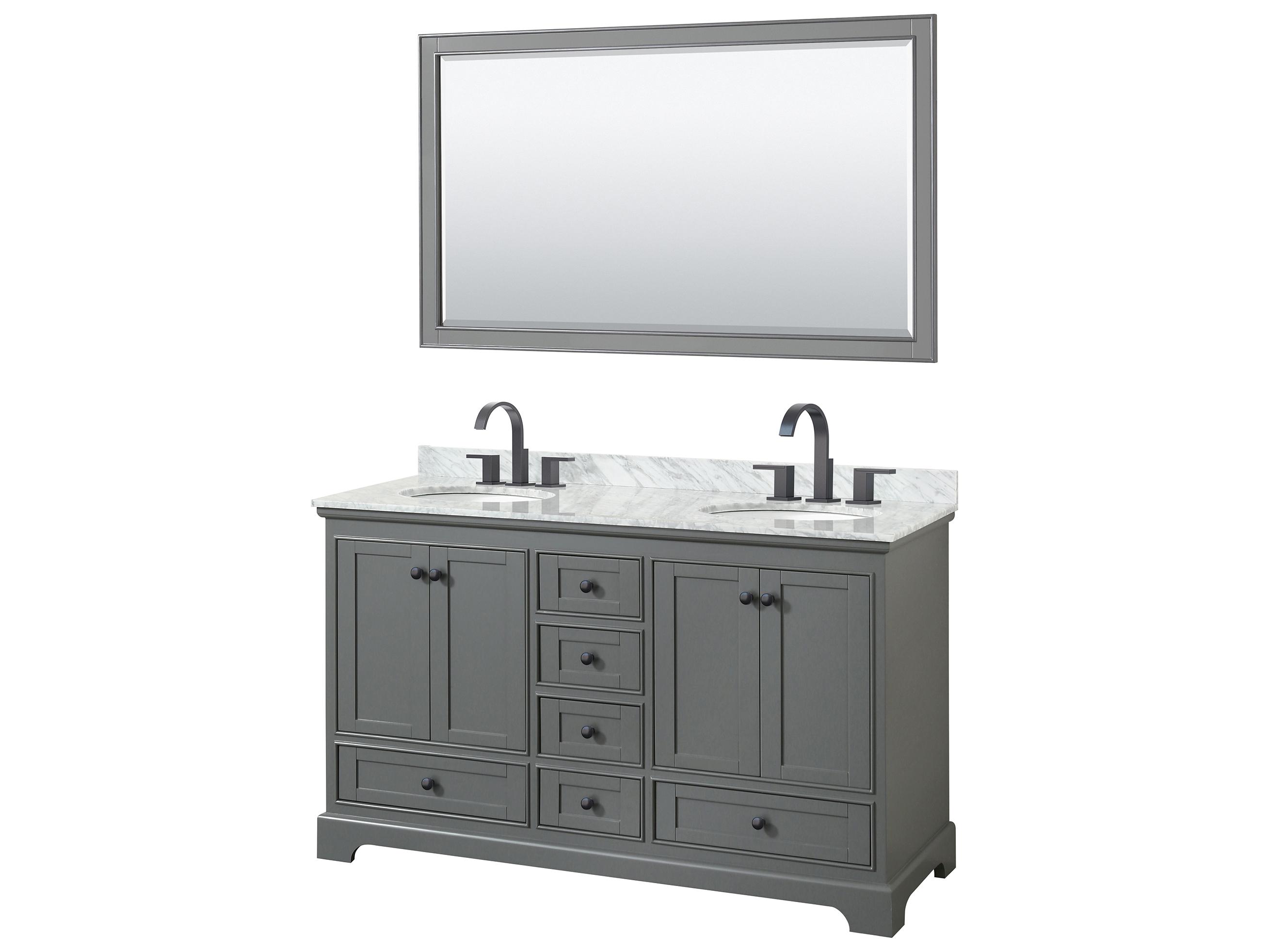 Wyndham Collection Deborah 60" Dark Gray Vanity with 58" Mirror
