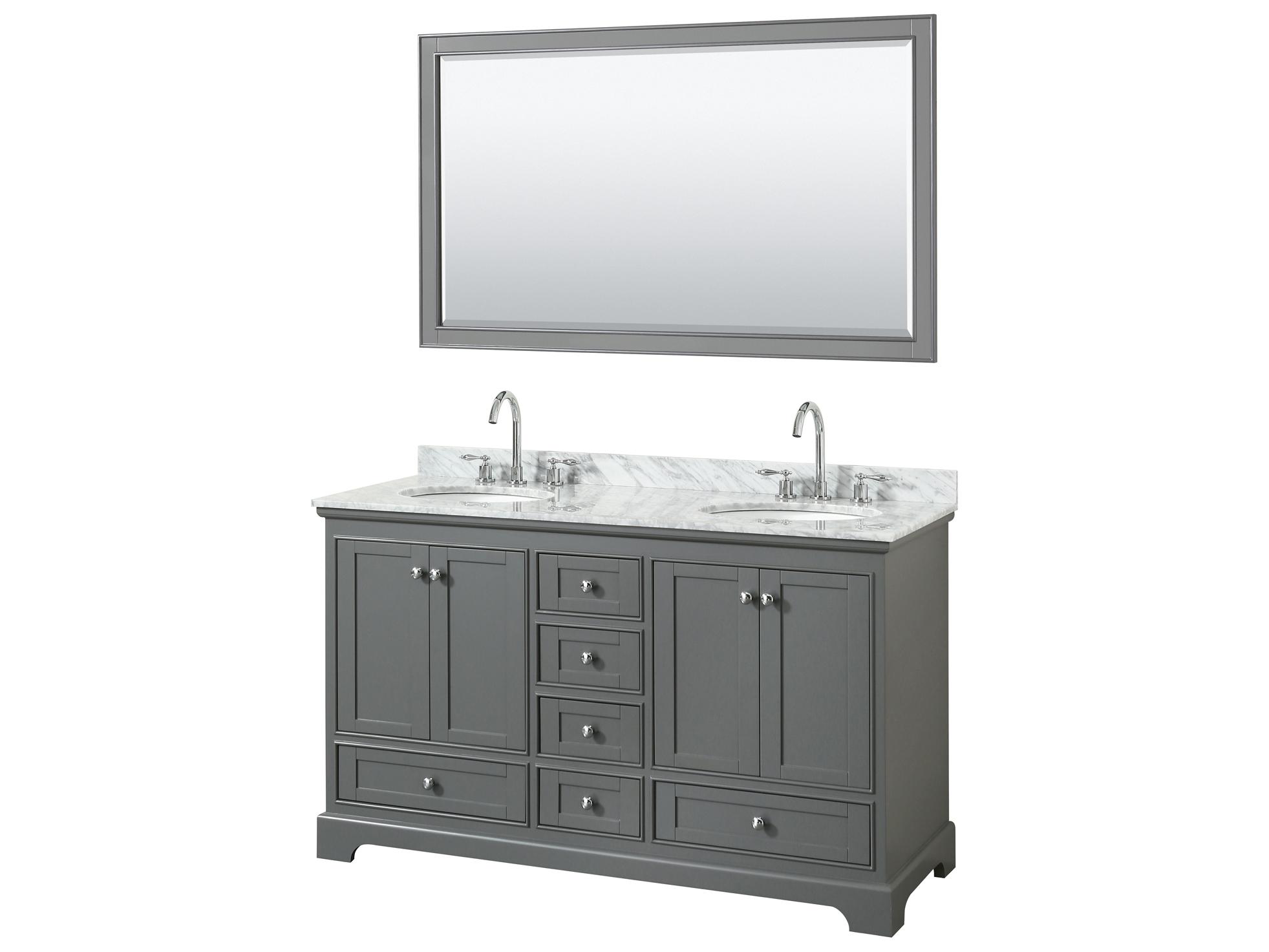 Wyndham Collection Deborah 60" Dark Gray Vanity with 58" Mirror