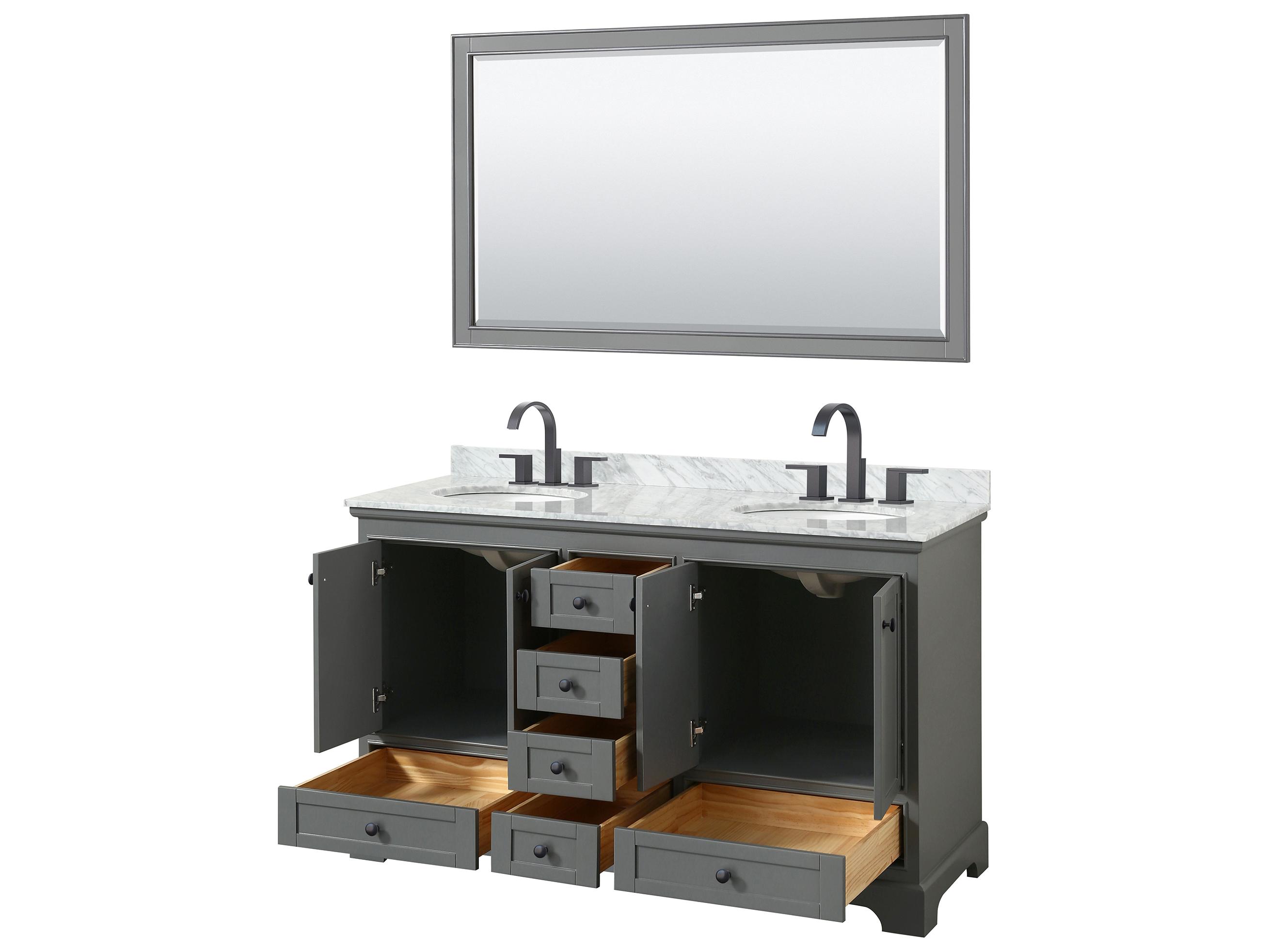 Wyndham Collection Deborah 60" Dark Gray Vanity with 58" Mirror
