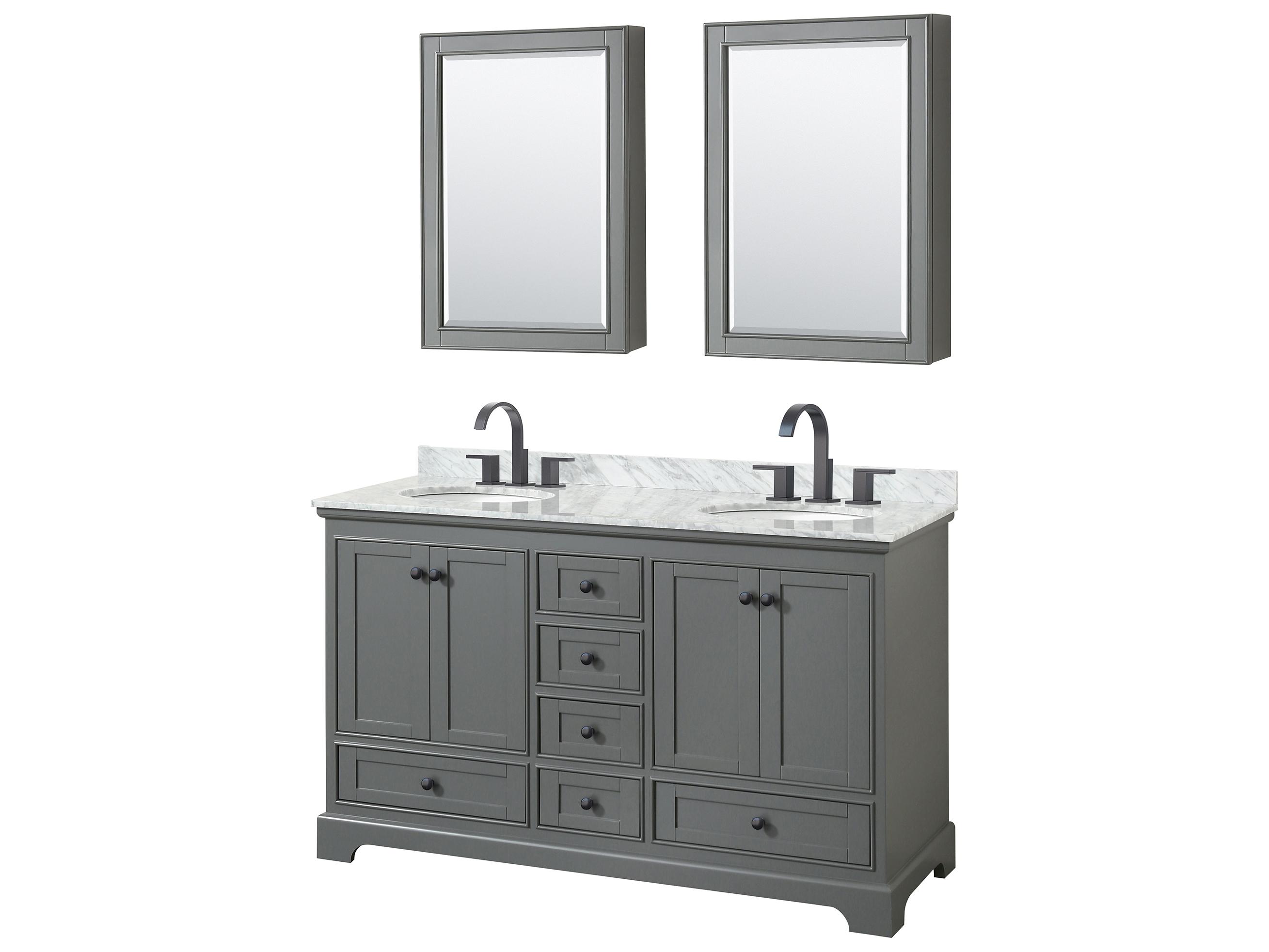 Wyndham Collection Deborah 60" Dark Gray Vanity with Medicine Cabinet