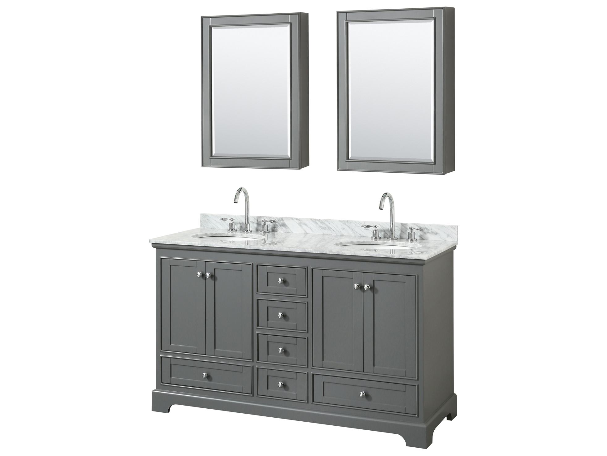 Wyndham Collection Deborah 60" Dark Gray Vanity with Medicine Cabinet