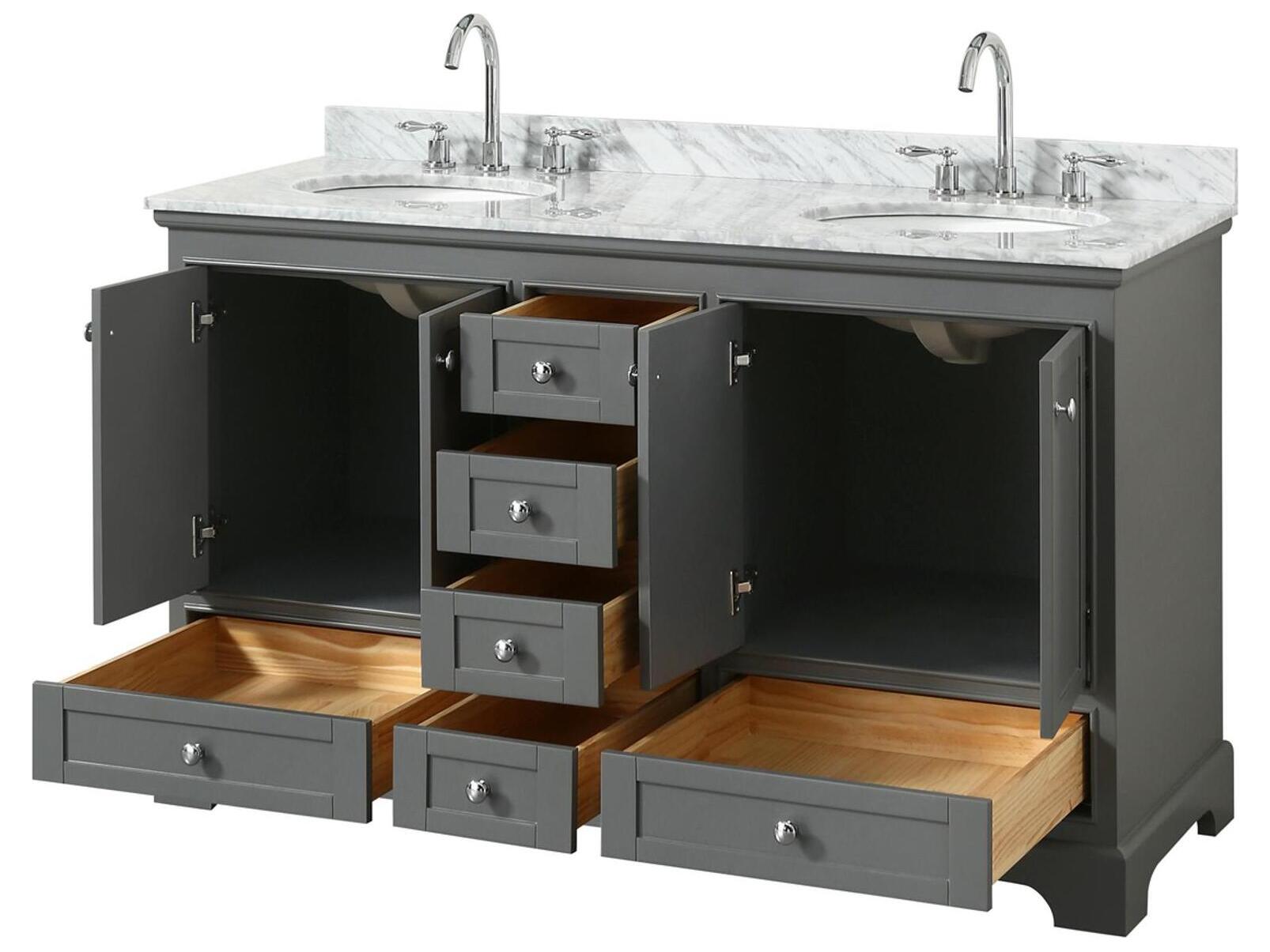 Wyndham Collection Deborah 60" Dark Gray Vanity