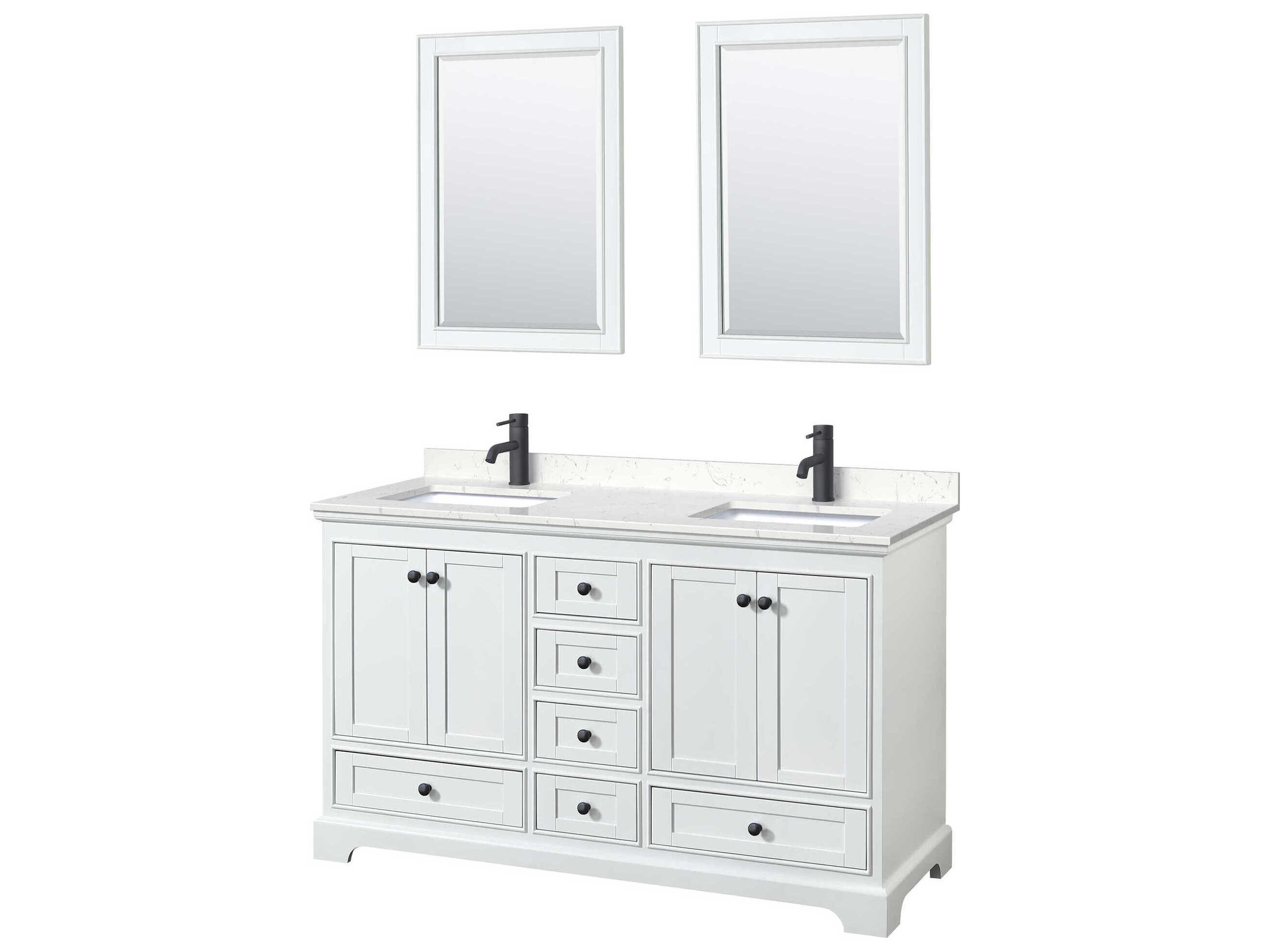 Wyndham Collection Deborah 60" White Vanity with 24" Mirror